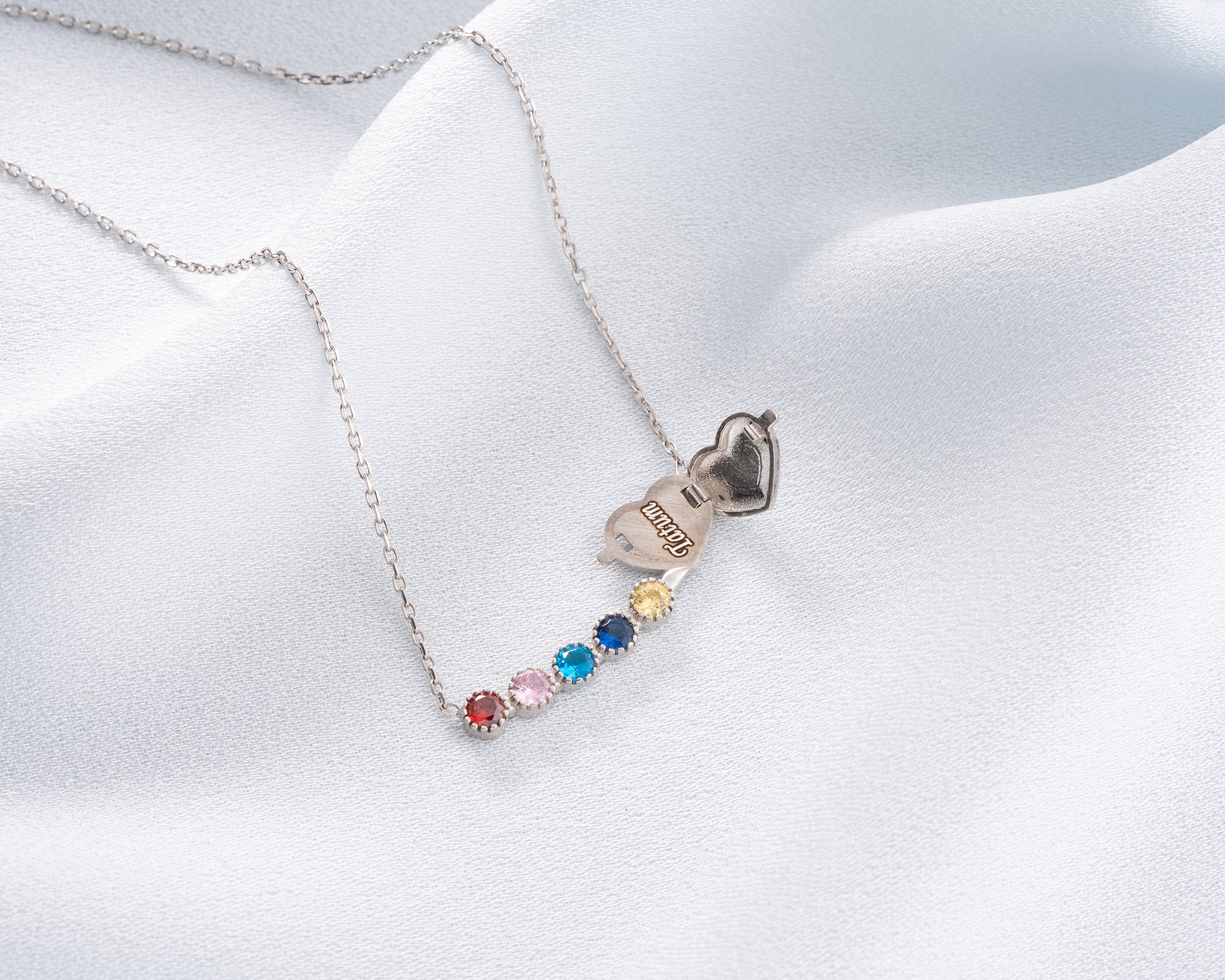 Custom Initial Heart Family Birthstone Necklace
