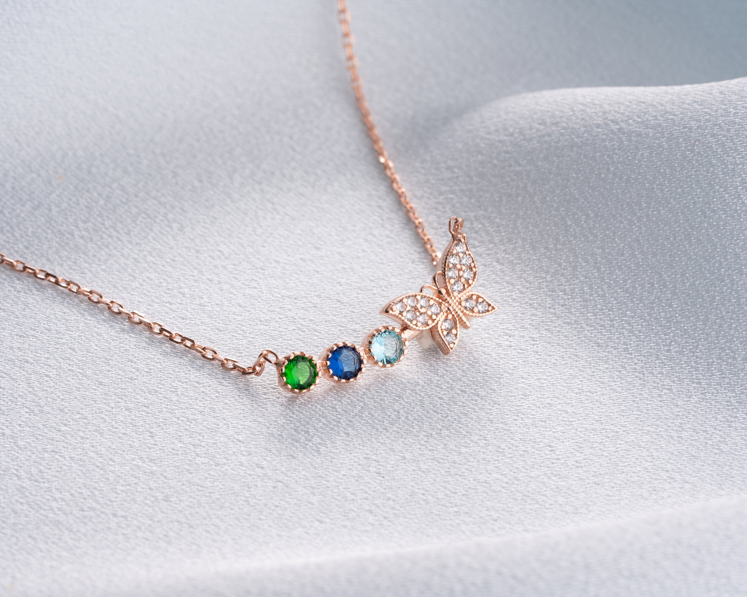 Butterfly Family Birthstone Necklace