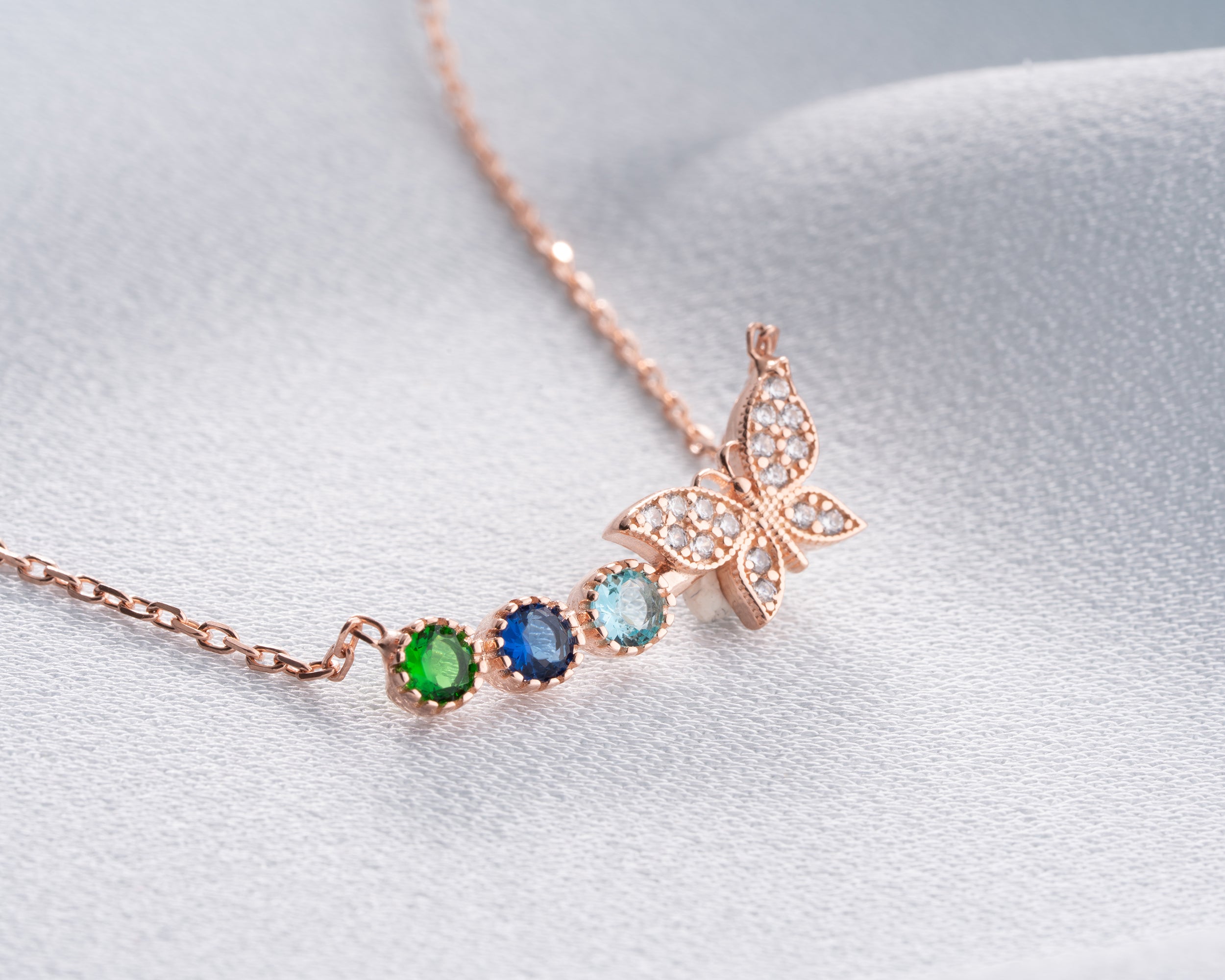 Butterfly Family Birthstone Necklace