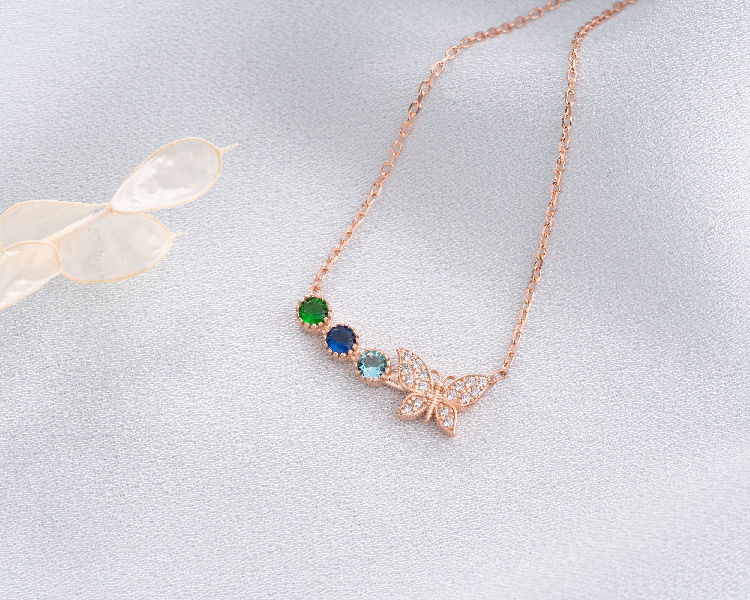 Butterfly Family Birthstone Necklace