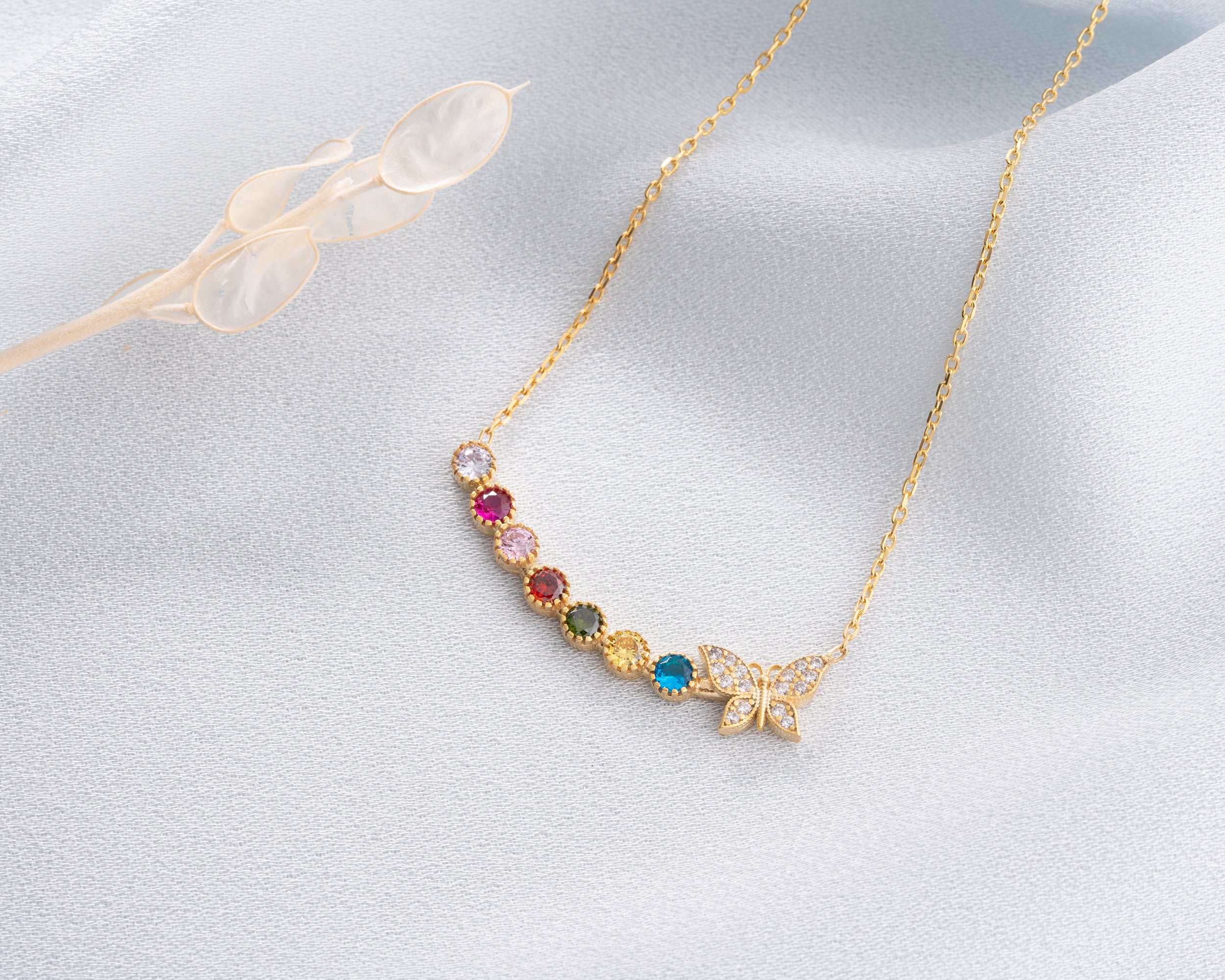 Butterfly Family Birthstone Necklace