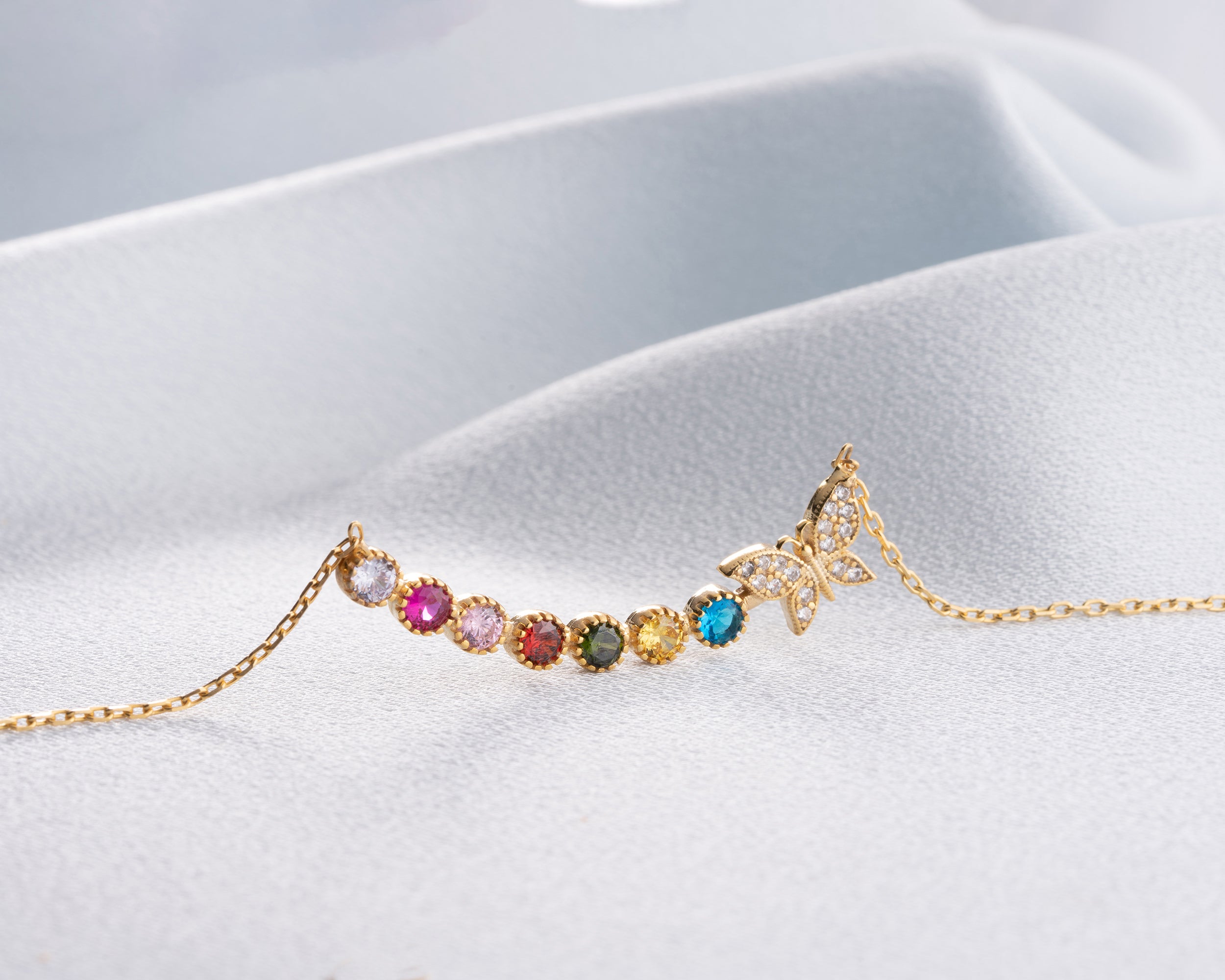 Butterfly Family Birthstone Necklace