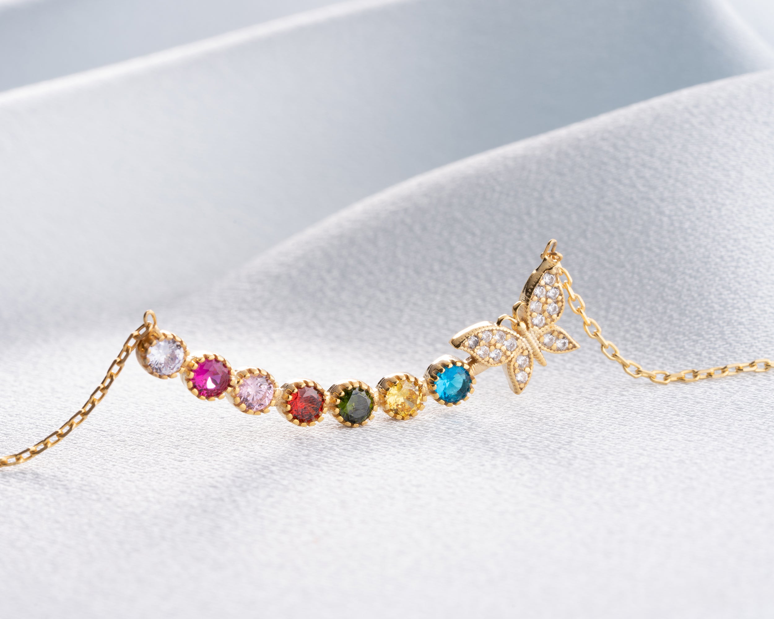Butterfly Family Birthstone Necklace
