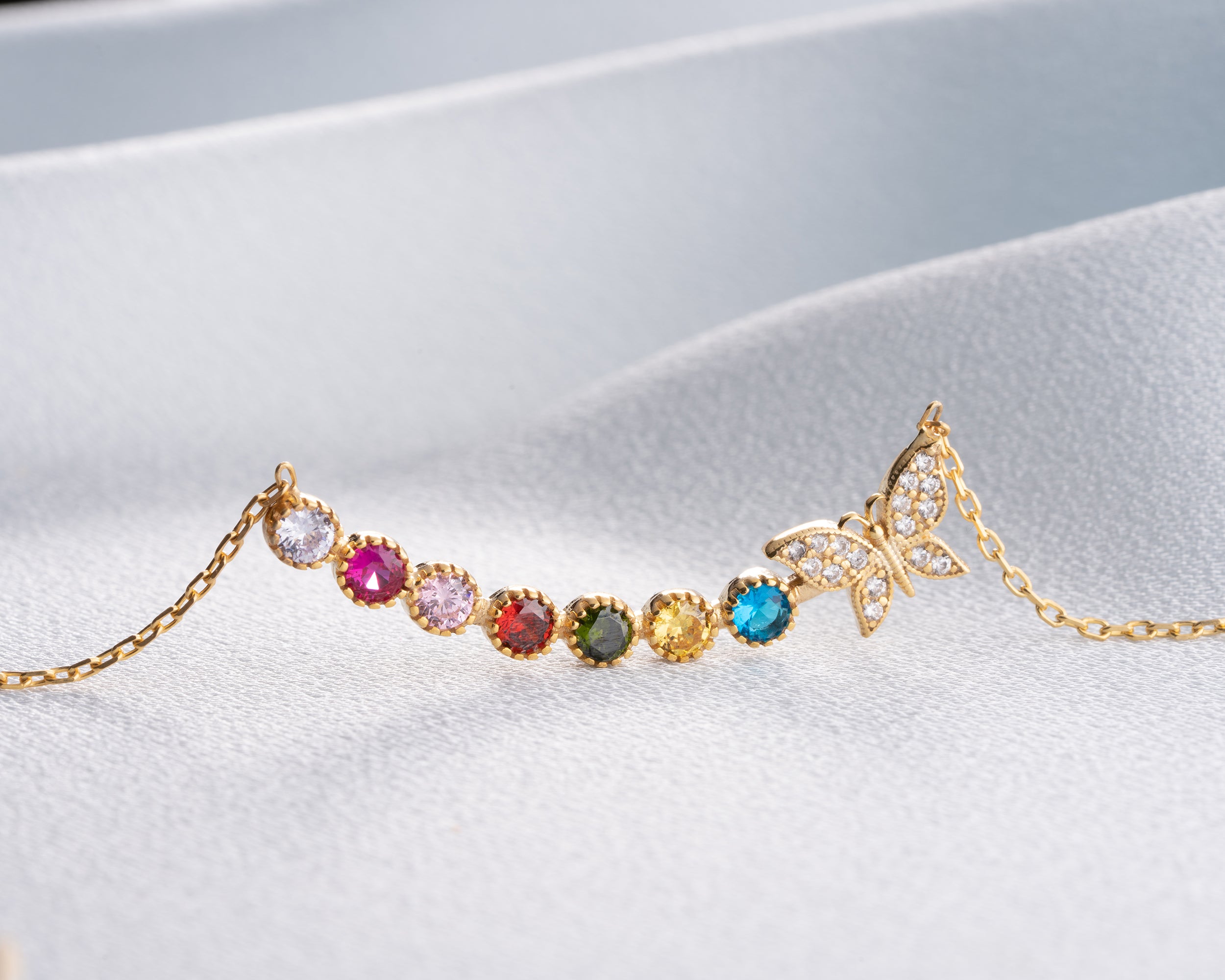 Butterfly Family Birthstone Necklace