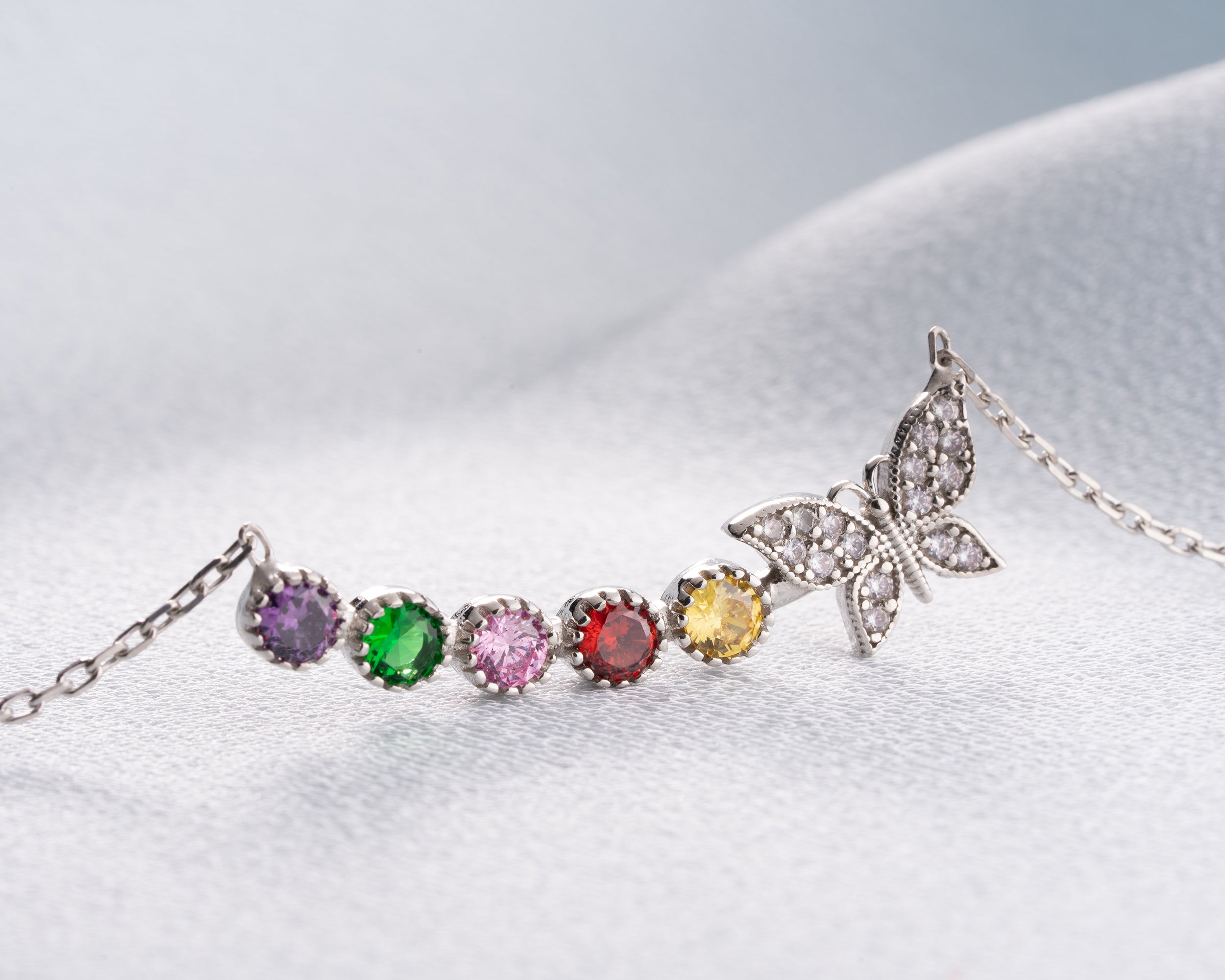Butterfly Family Birthstone Necklace