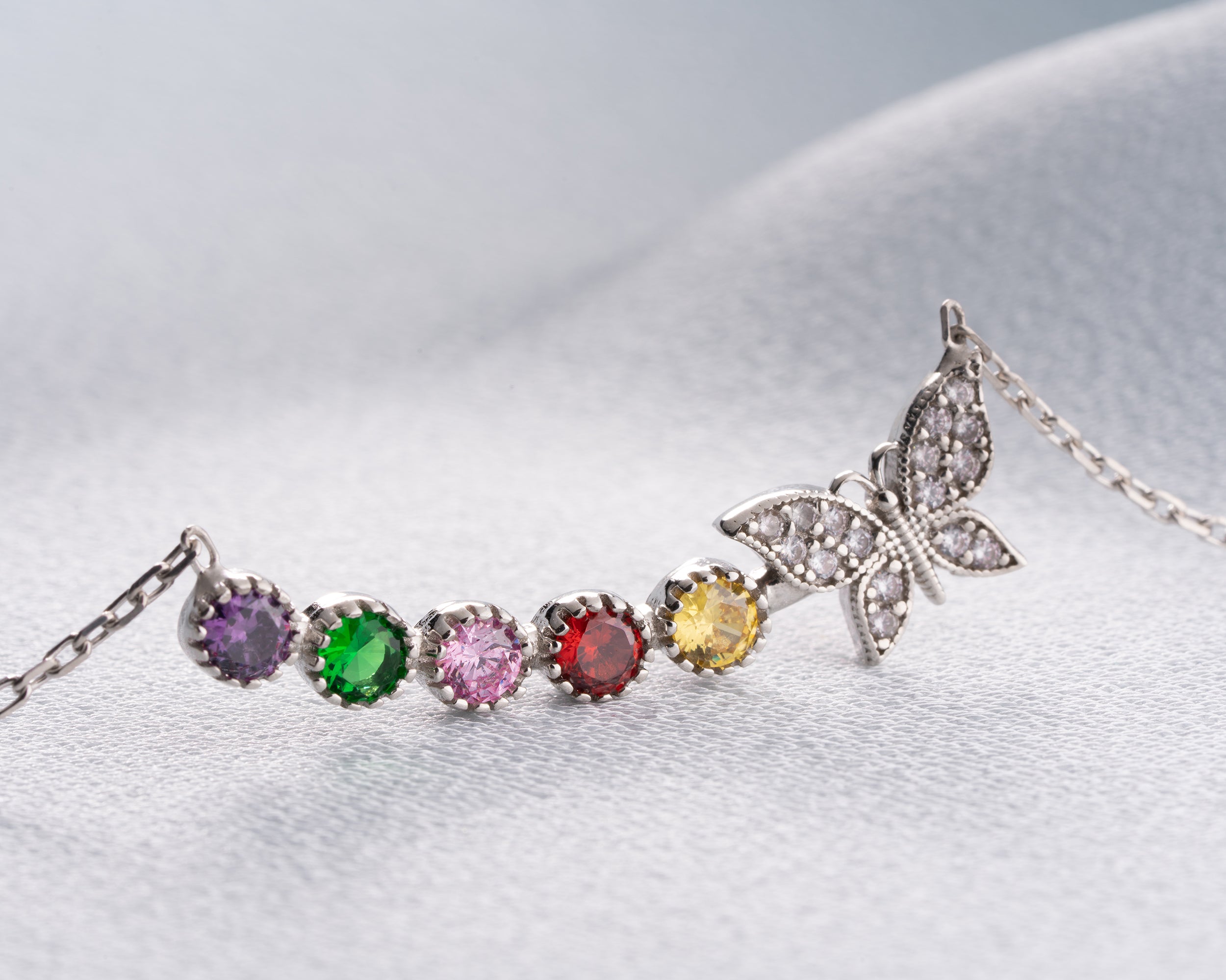Butterfly Family Birthstone Necklace