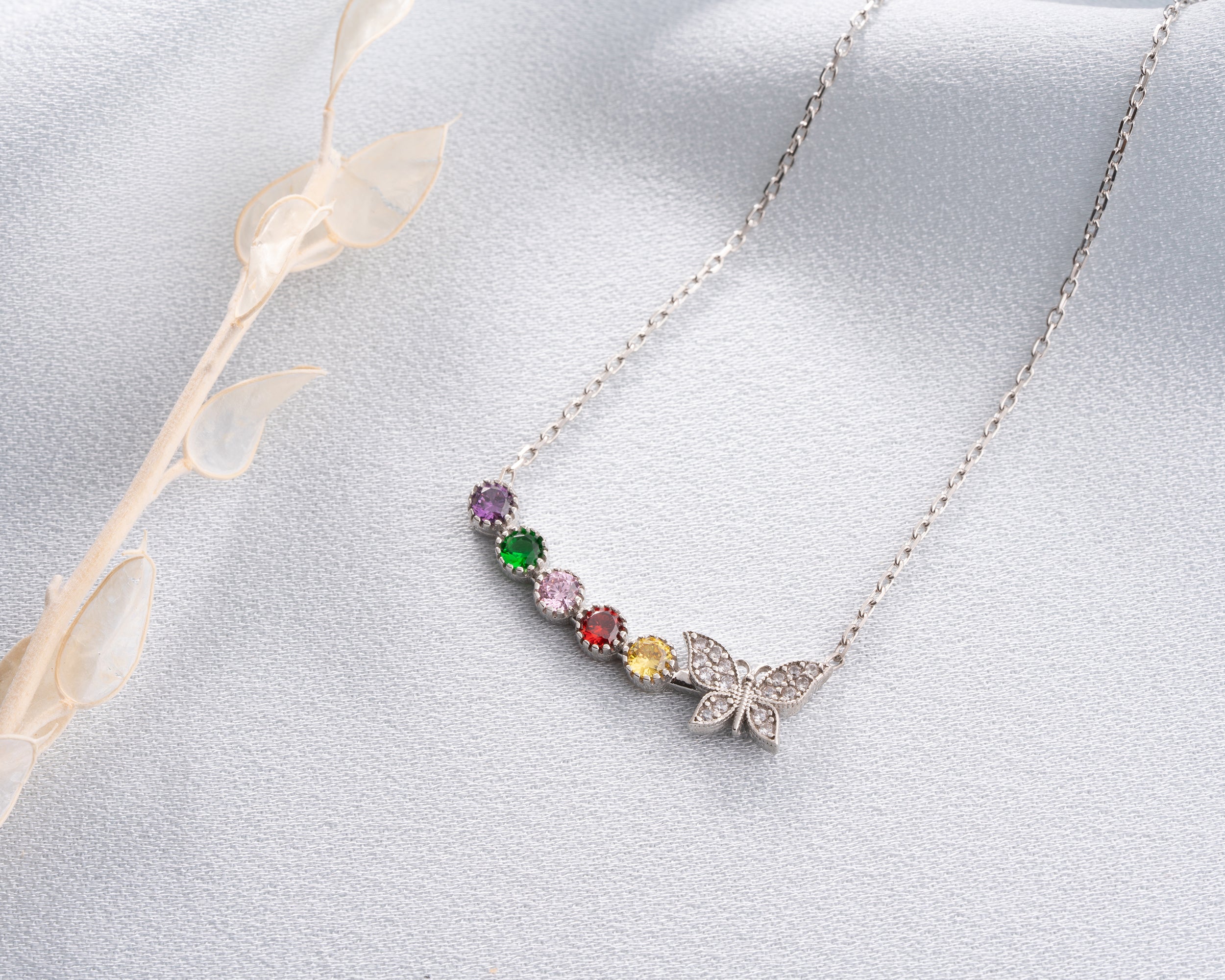 Butterfly Family Birthstone Necklace