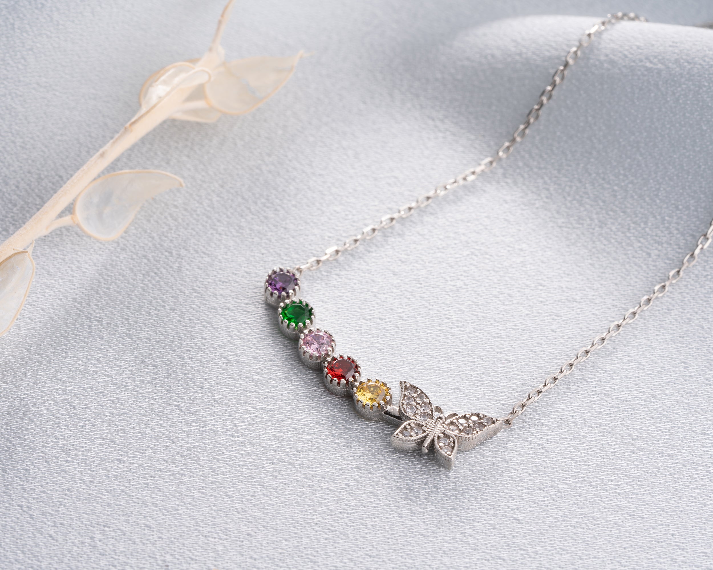 Butterfly Family Birthstone Necklace