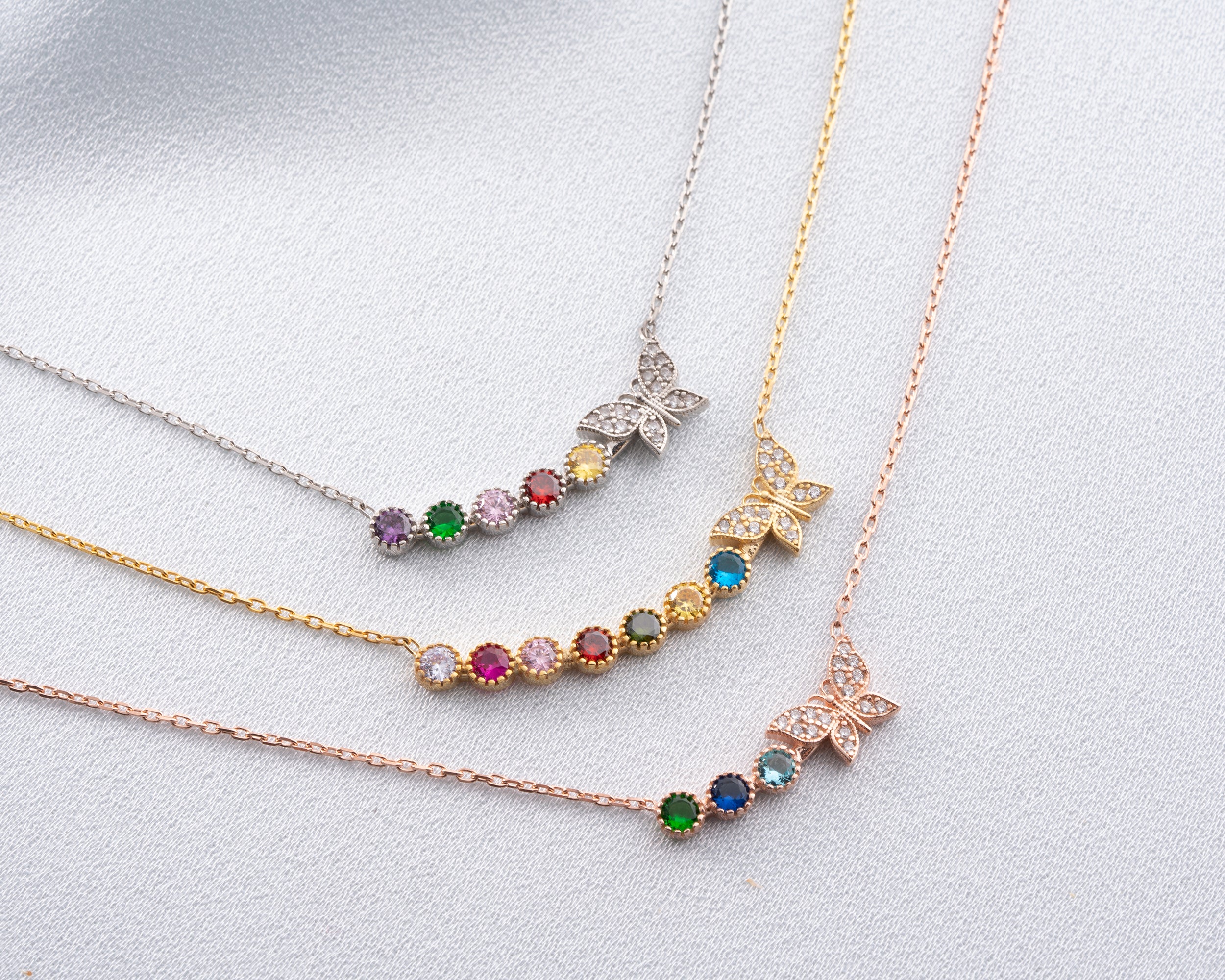 Butterfly Family Birthstone Necklace