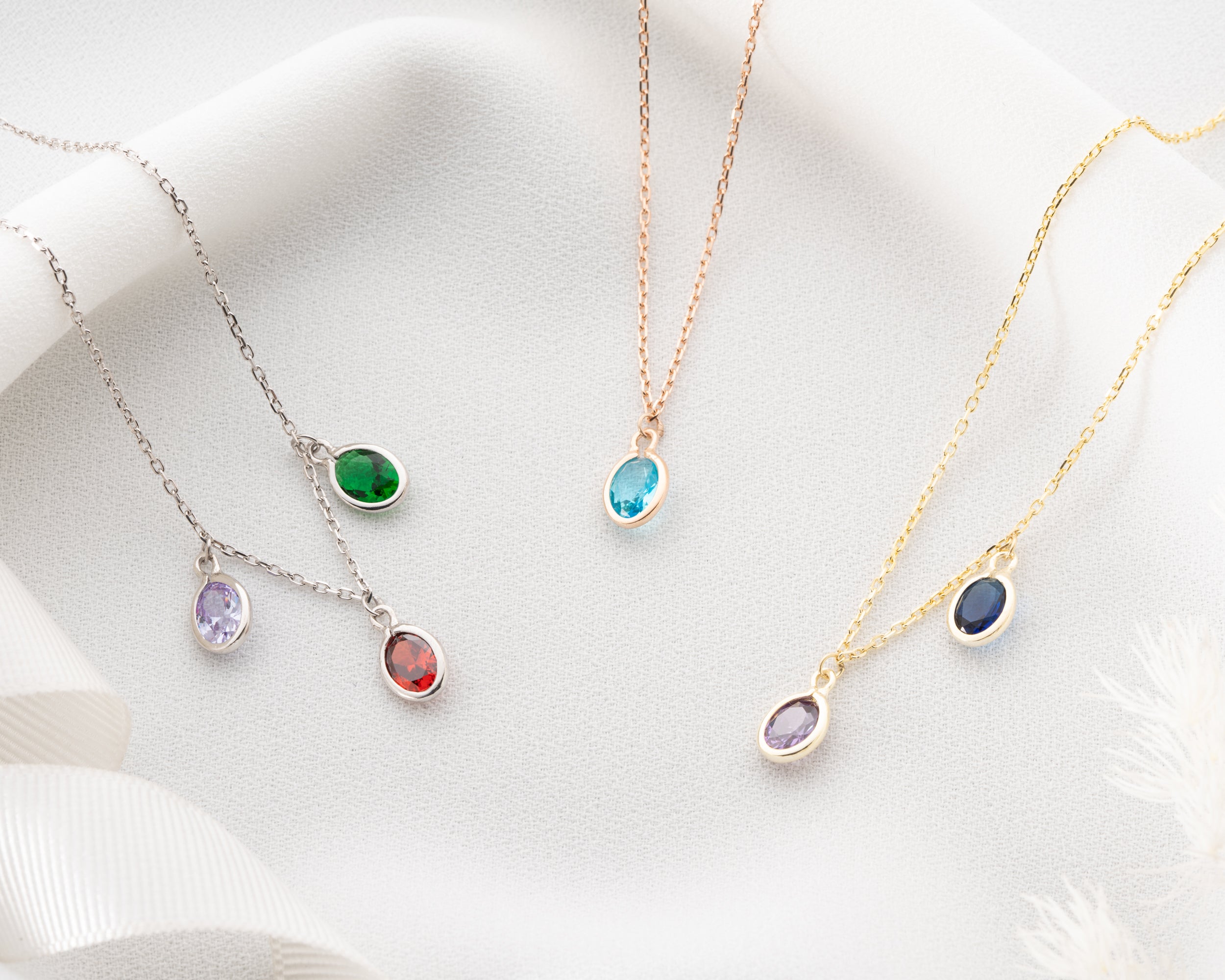 Layered Oval Birthstone Necklace
