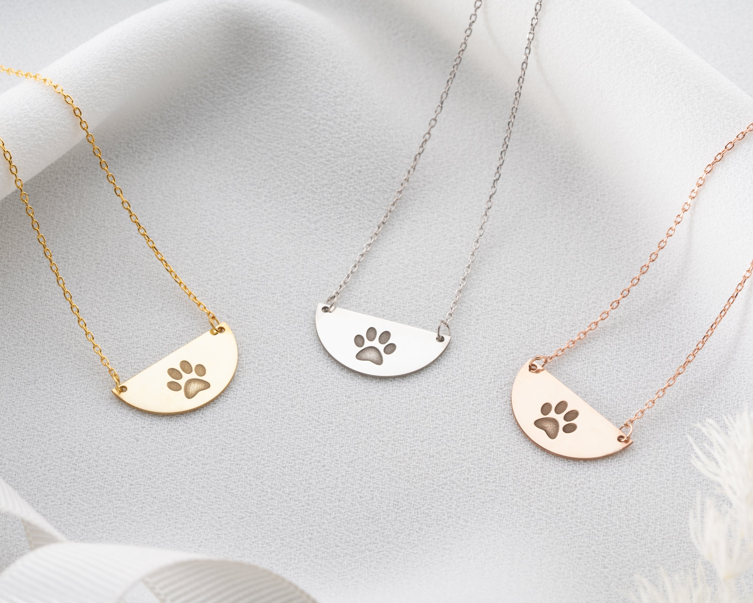 Custom Pet Name Paw Print Necklace