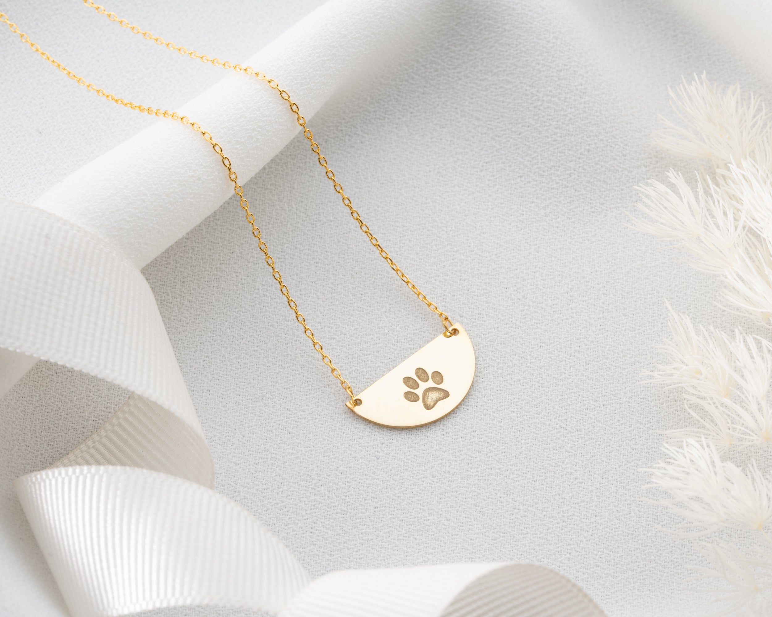 Custom Pet Name Paw Print Necklace