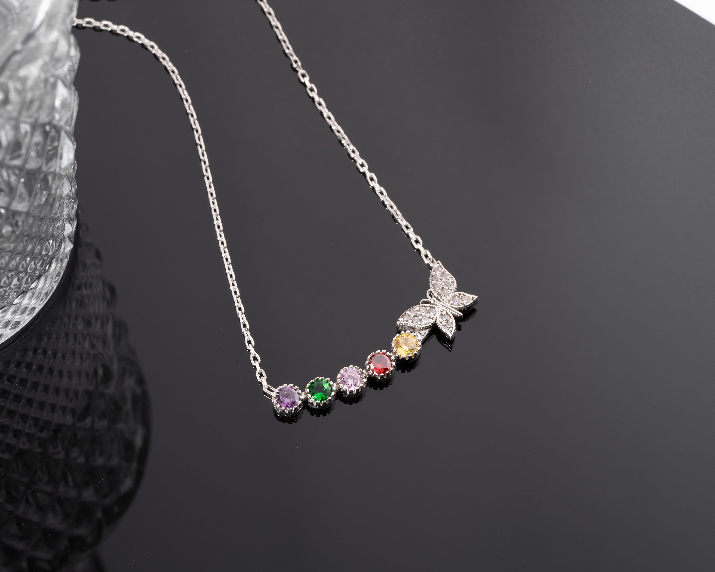 Butterfly Family Birthstone Necklace