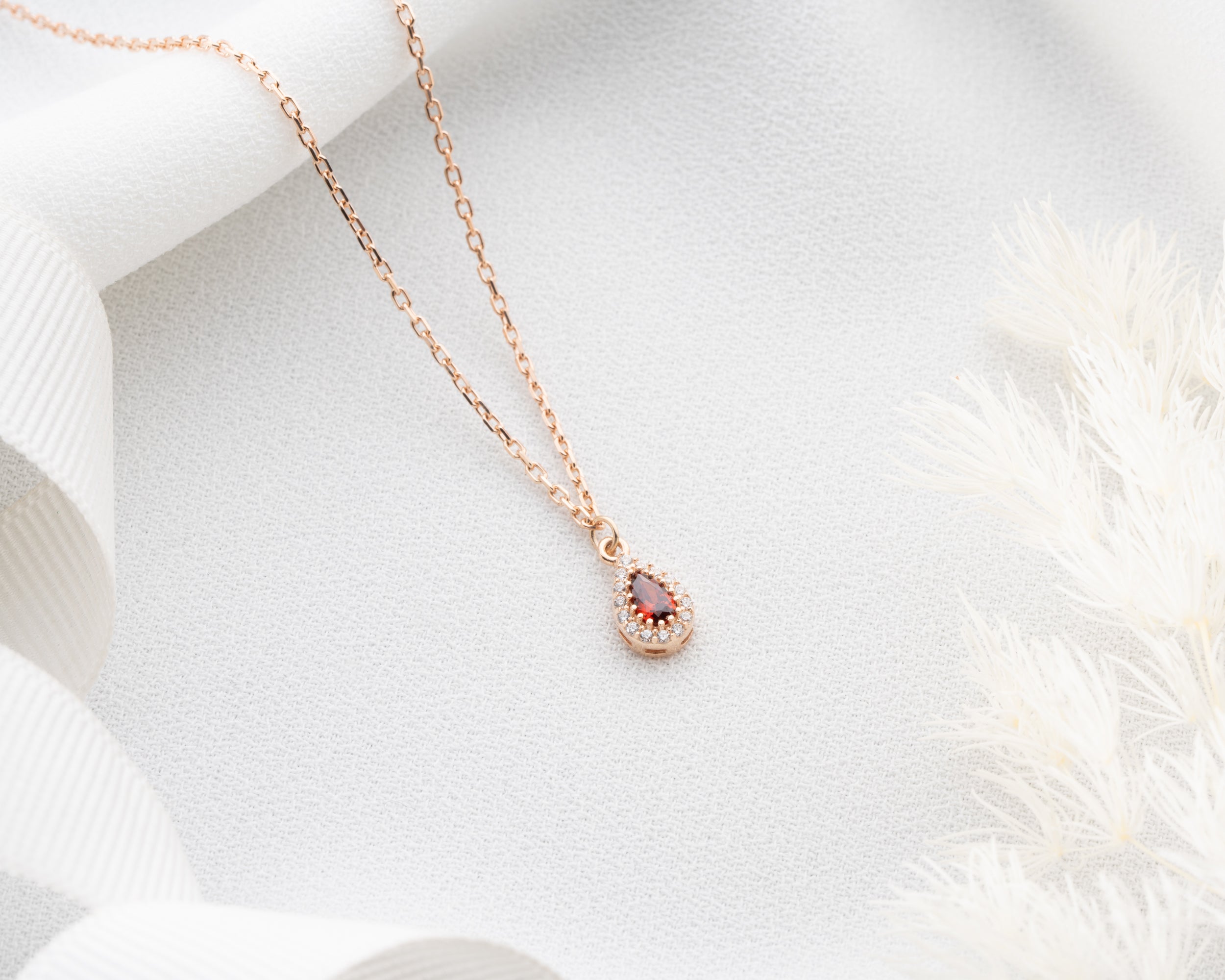 Custom Family Birthstone Teardrop Necklace