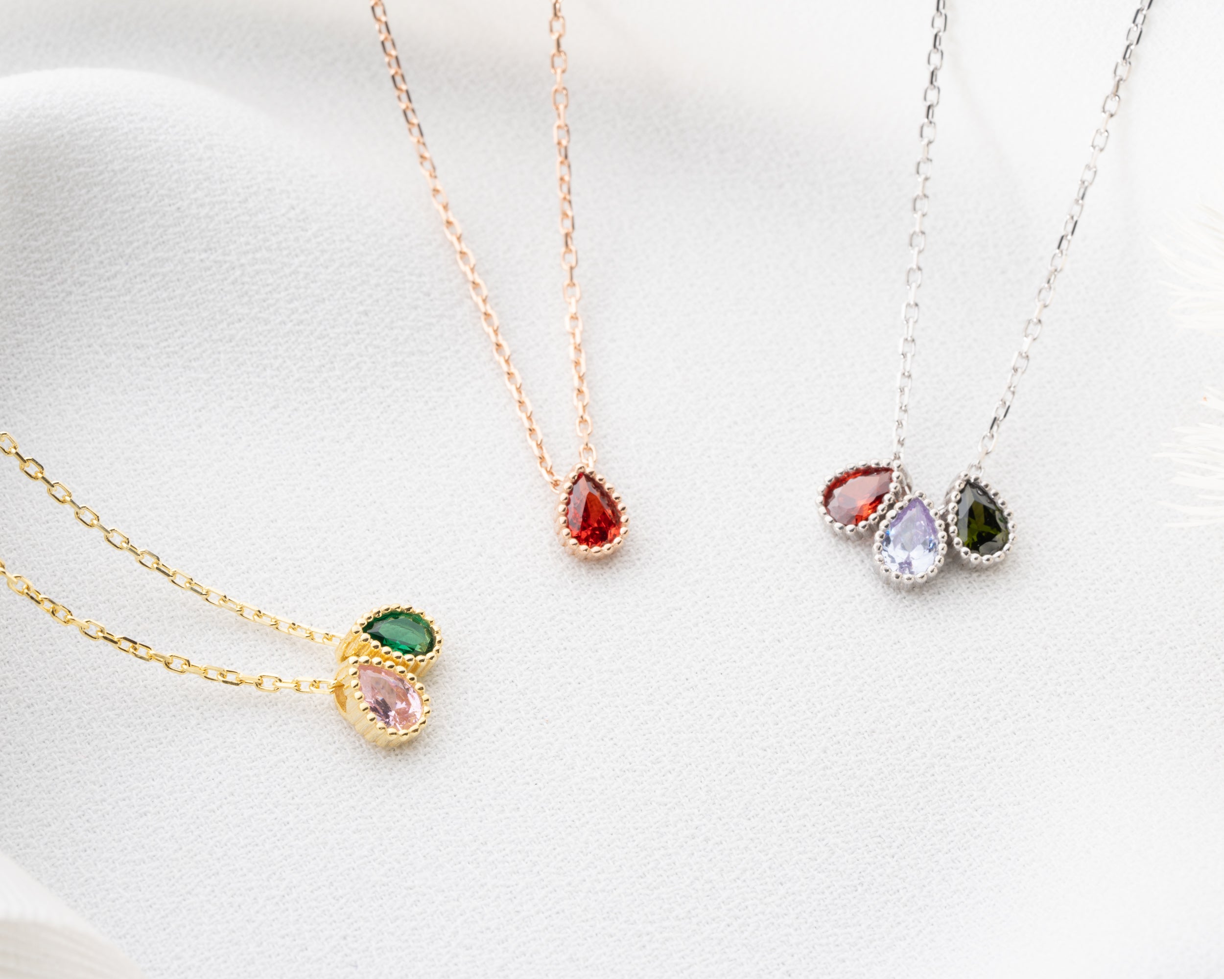 Marquise Cluster Family Birthstone Necklace