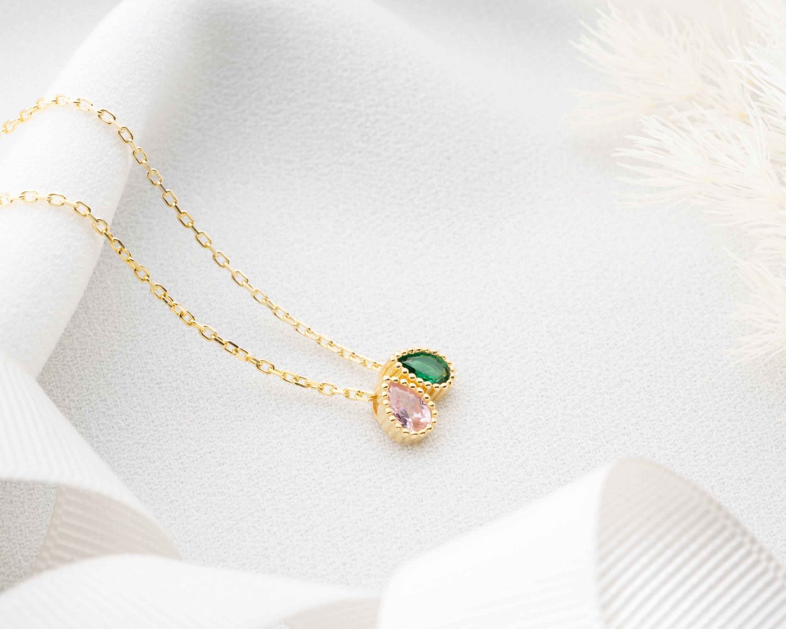 Marquise Cluster Family Birthstone Necklace