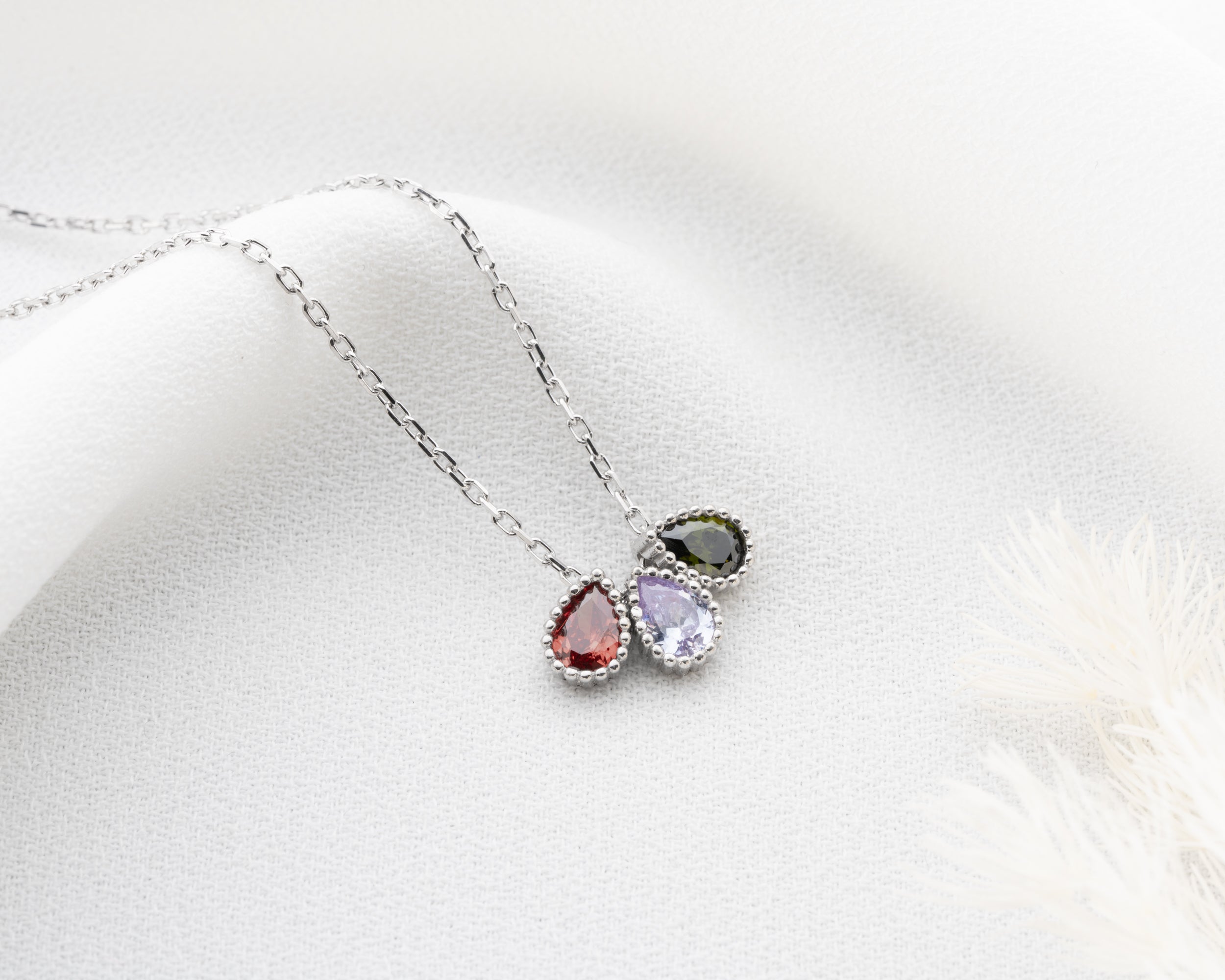 Marquise Cluster Family Birthstone Necklace