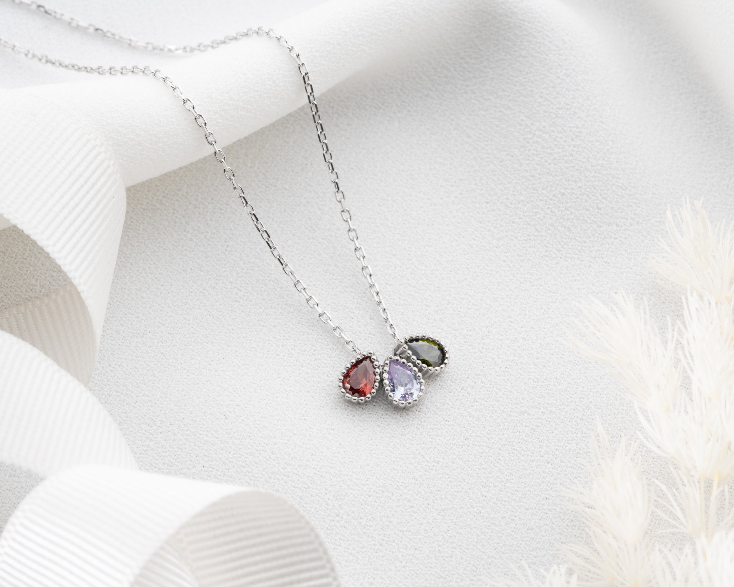Marquise Cluster Family Birthstone Necklace