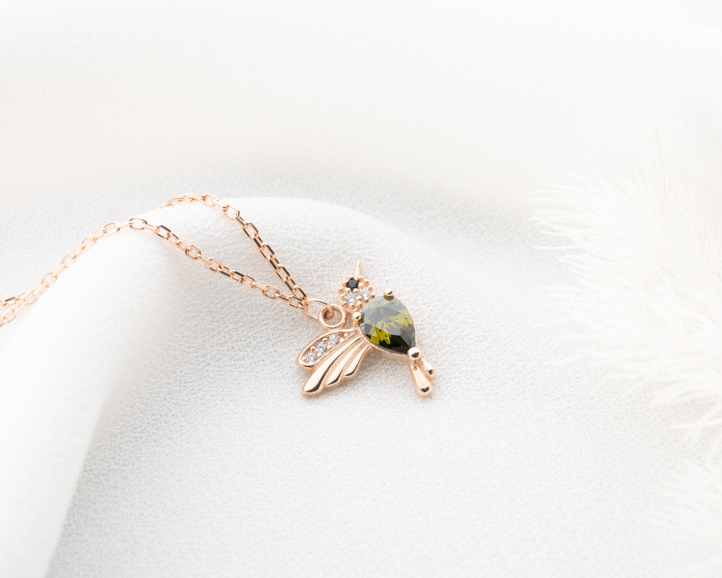 Custom Family Hummingbird Birthstone Necklace