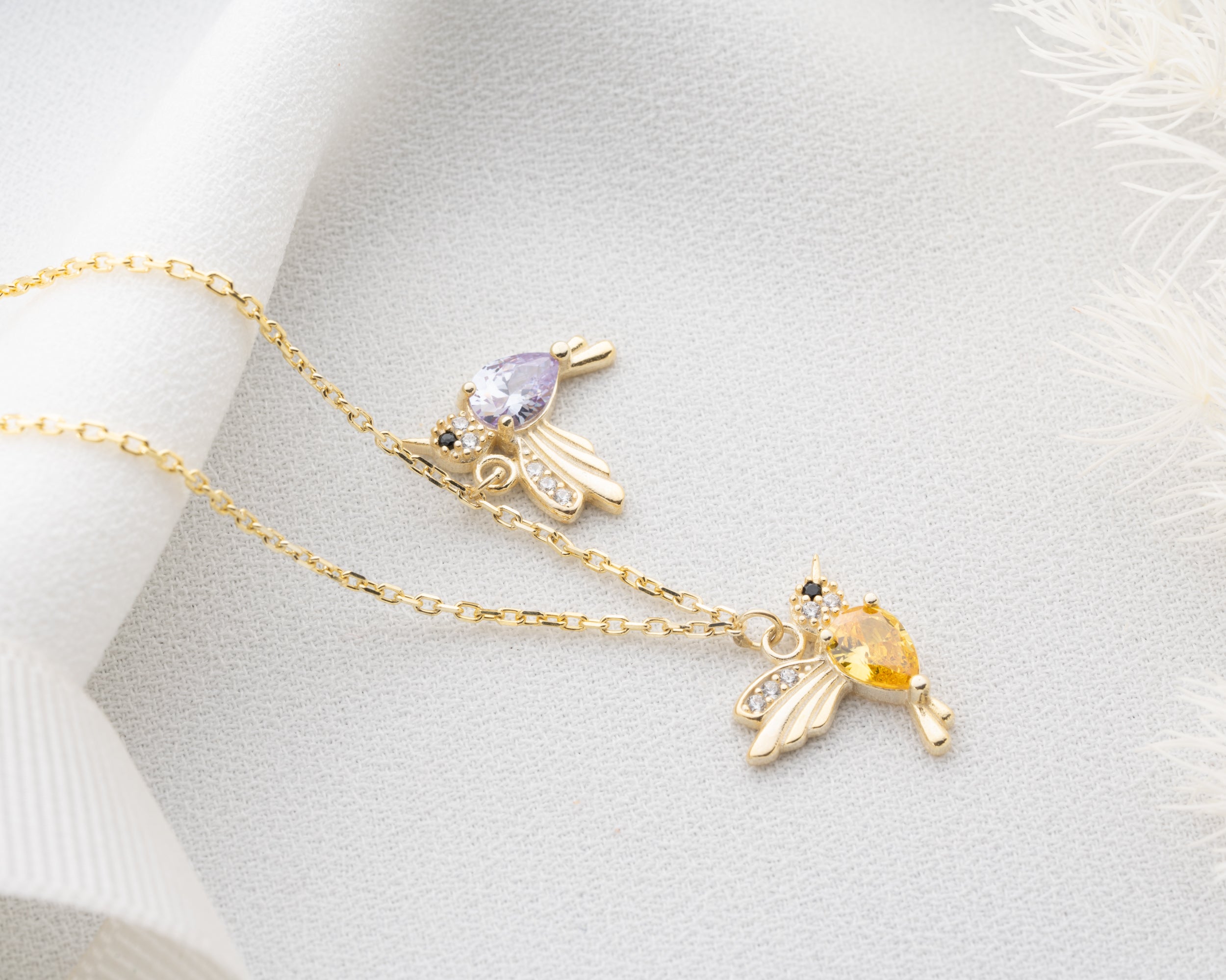 Custom Family Hummingbird Birthstone Necklace