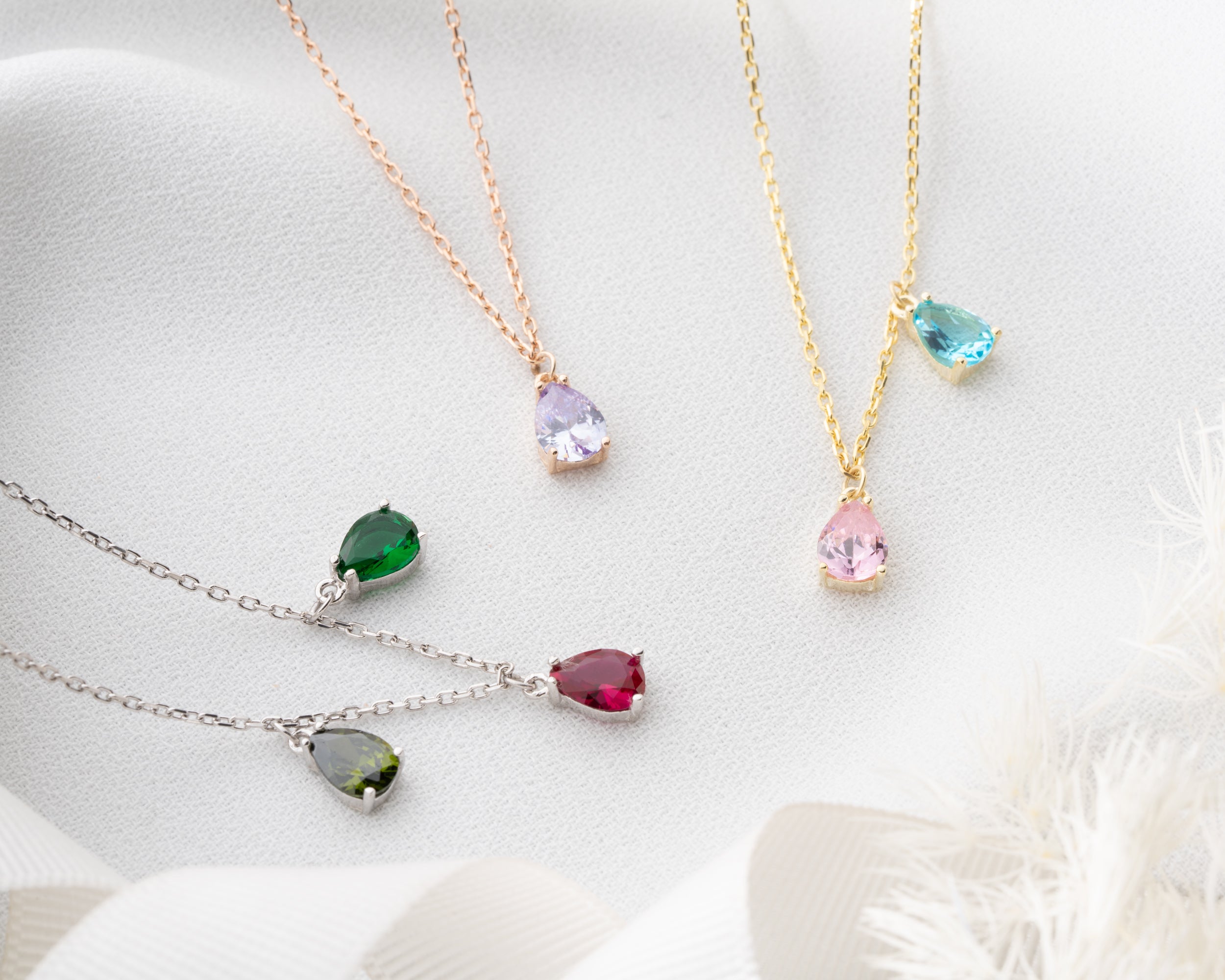 Custom Family Birthstone Dangle Necklace