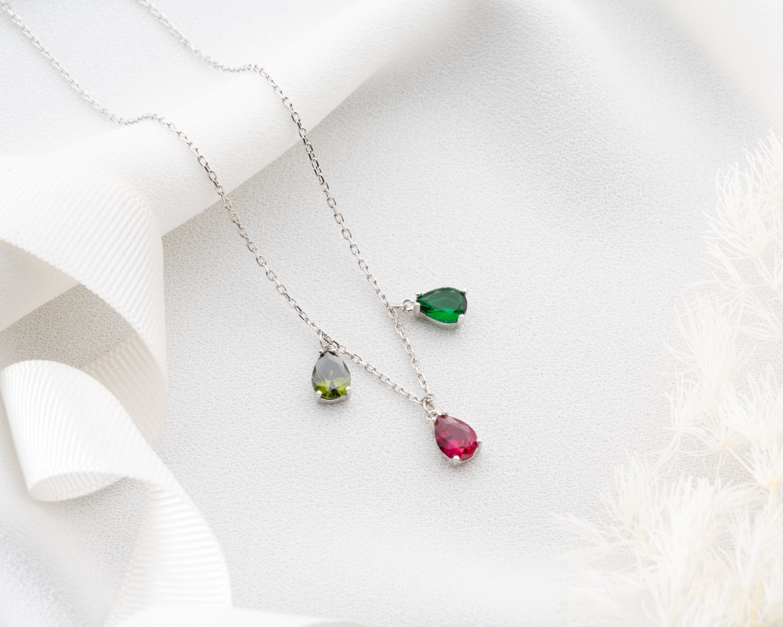 Custom Family Birthstone Dangle Necklace