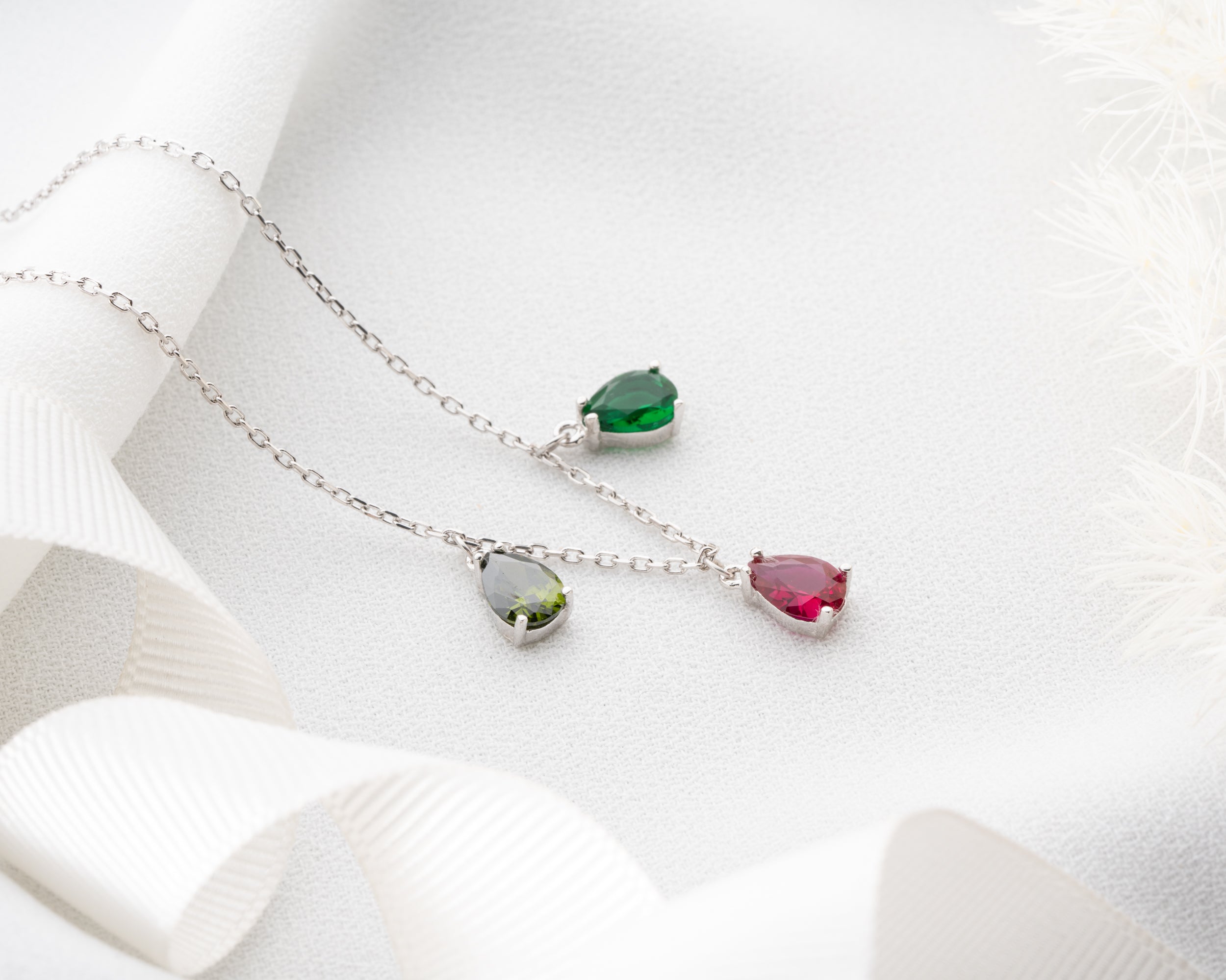 Custom Family Birthstone Dangle Necklace