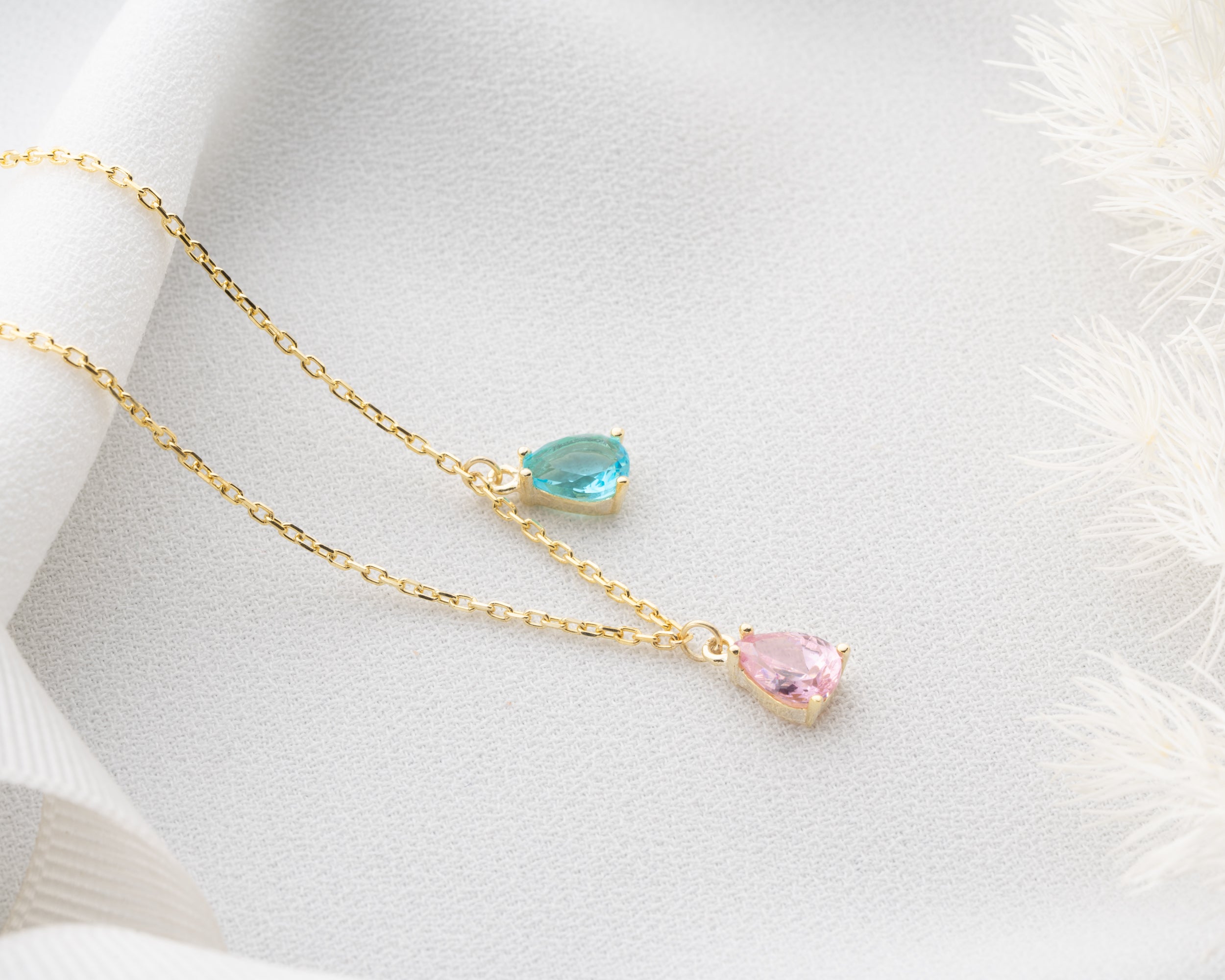 Custom Family Birthstone Dangle Necklace
