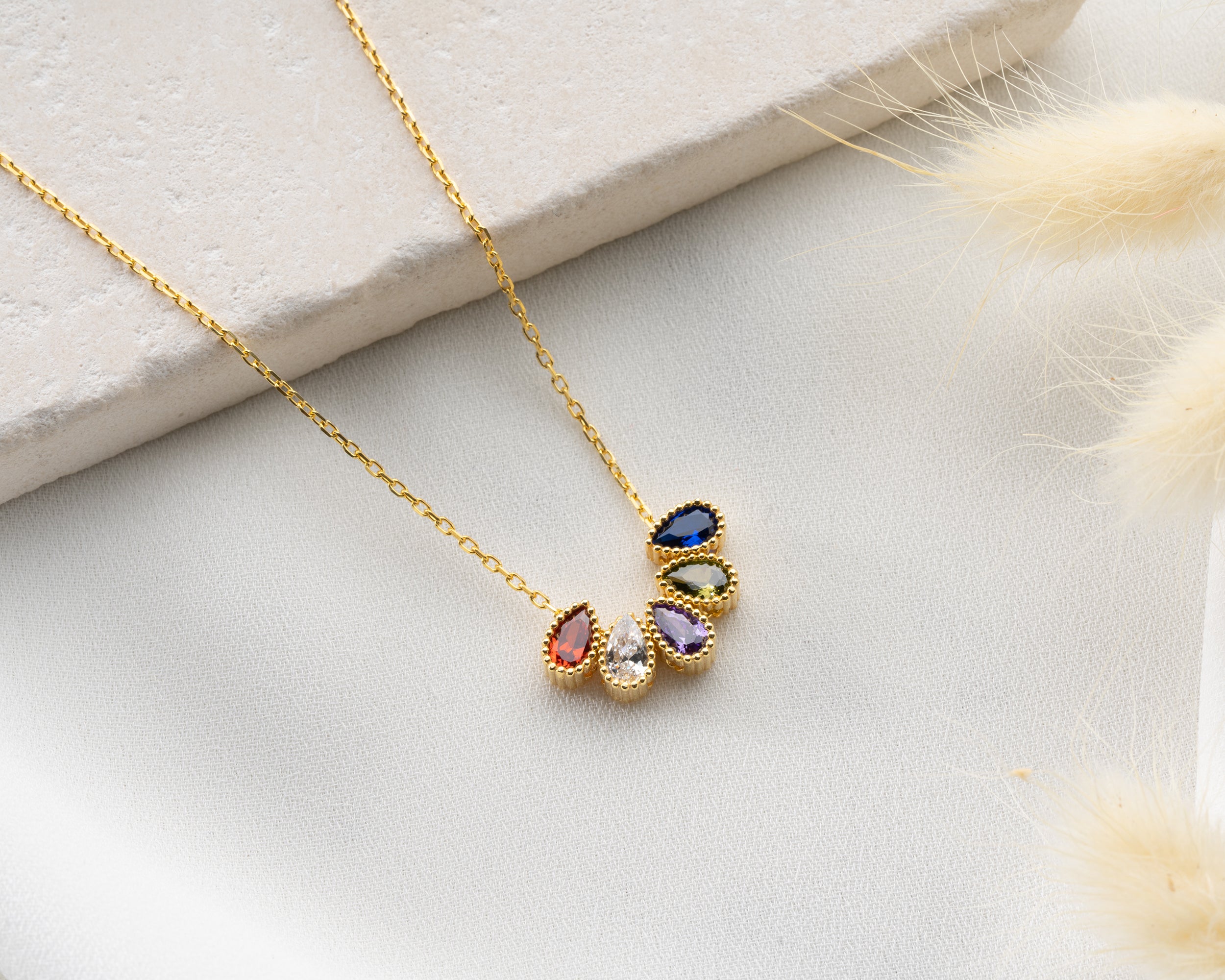 Custom Cluster Birthstone Family Necklace