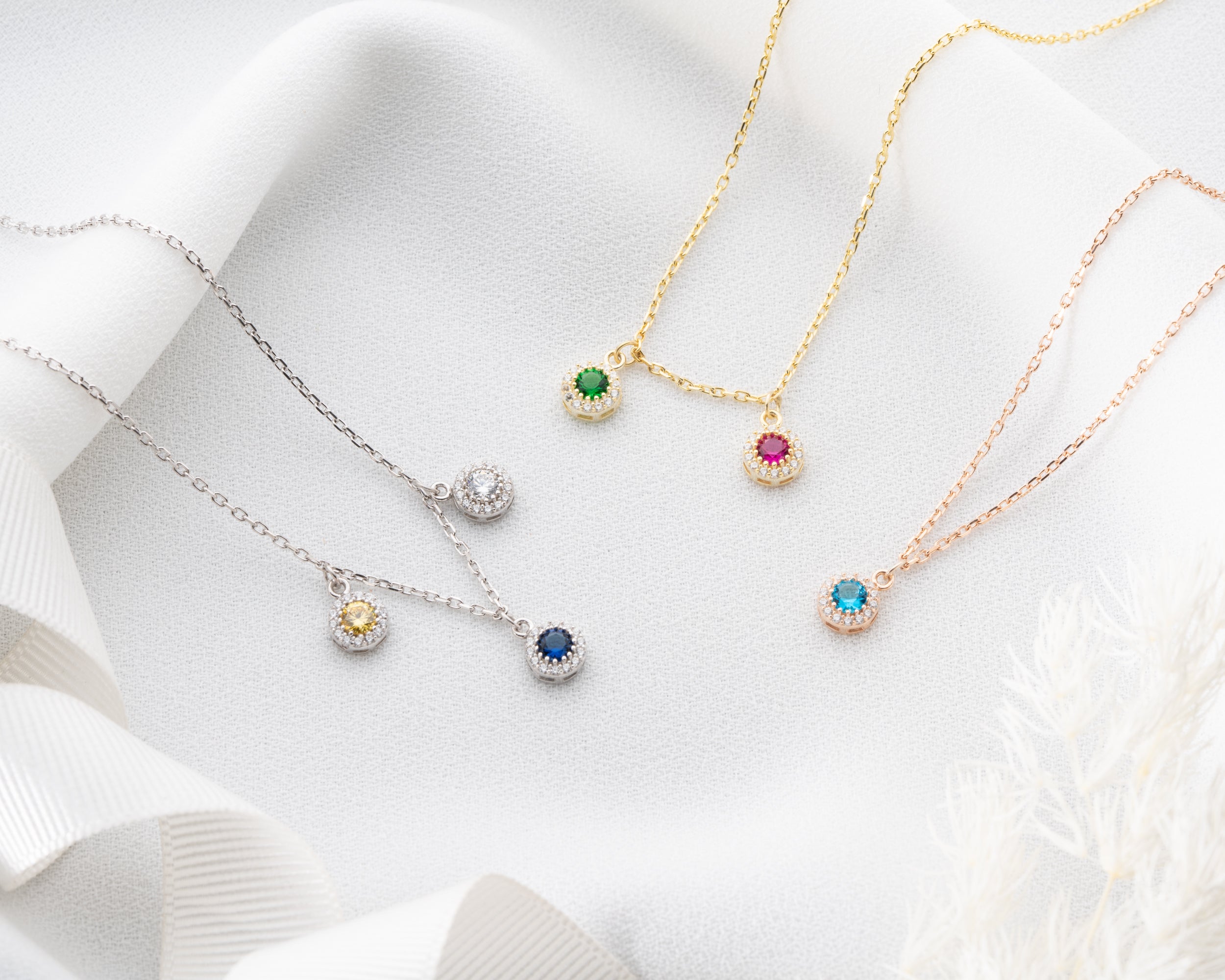 Custom Round Family Birthstone Necklace