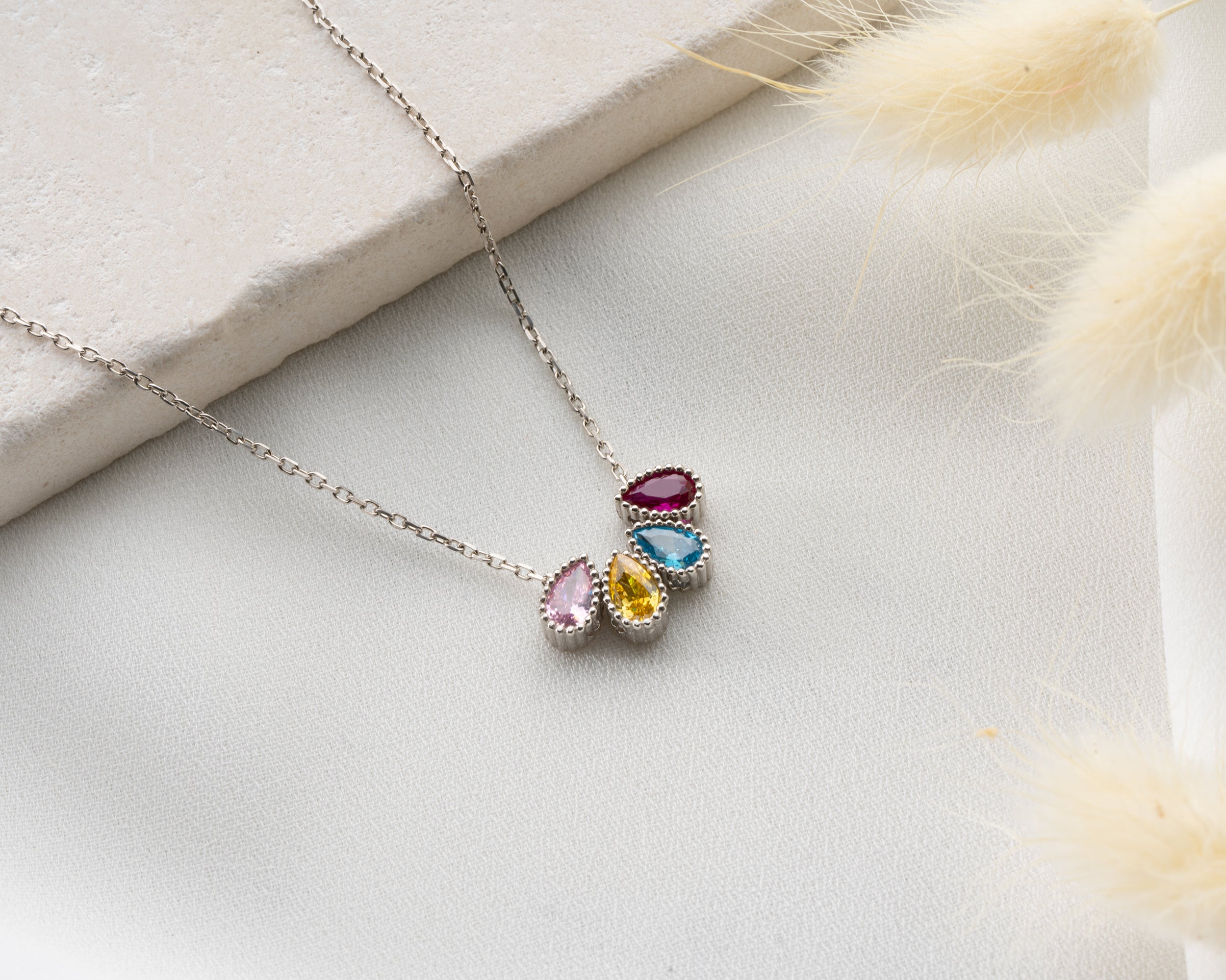 Custom Cluster Birthstone Family Necklace