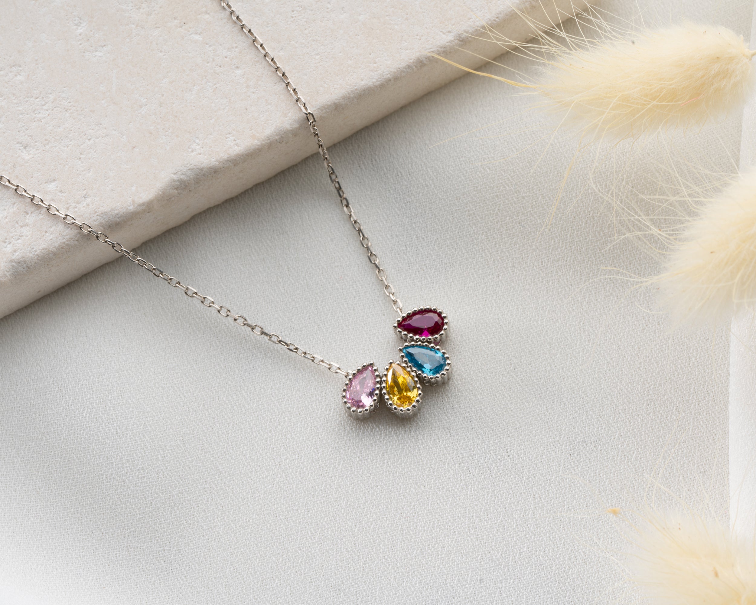 Custom Cluster Birthstone Family Necklace