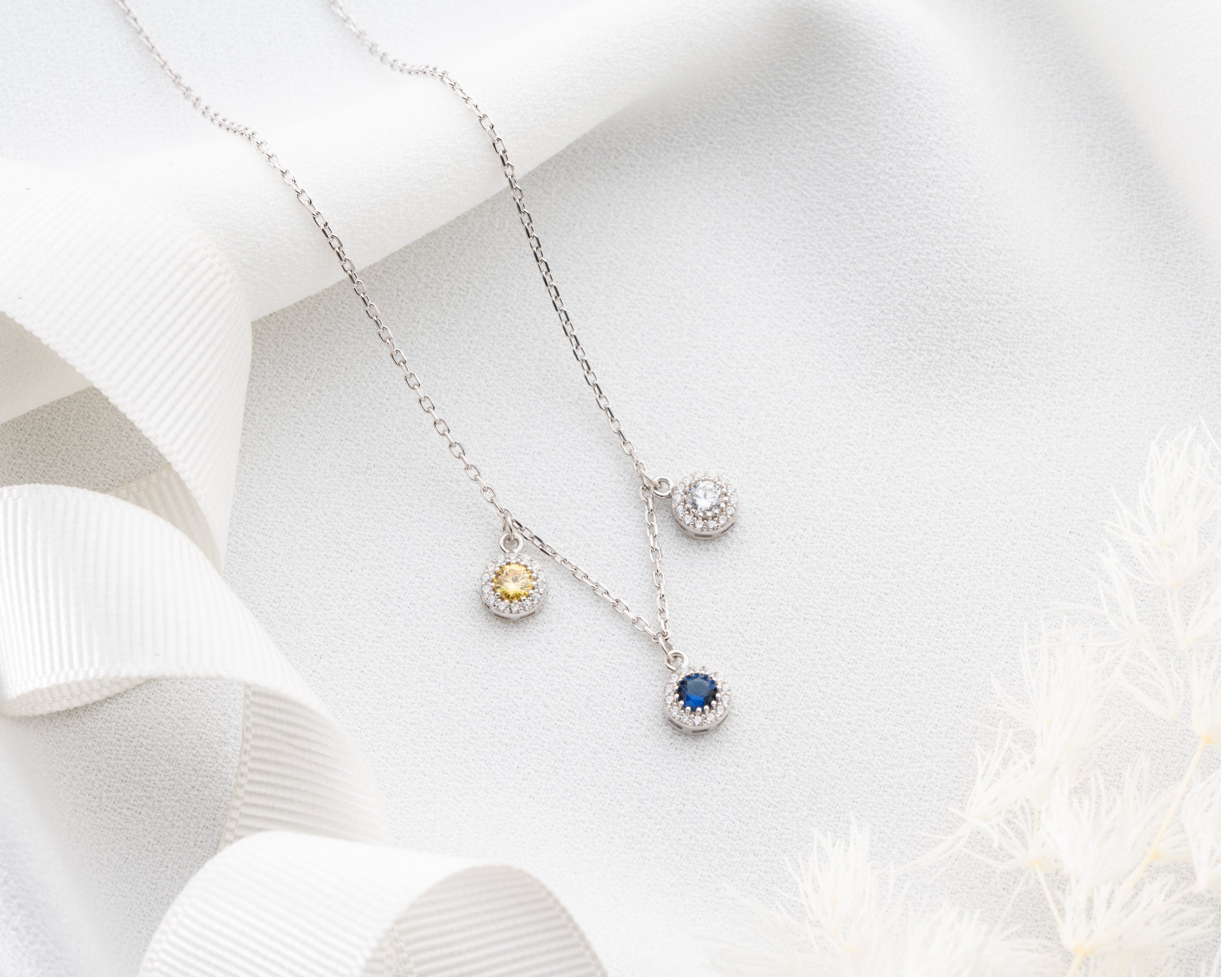 Custom Round Family Birthstone Necklace