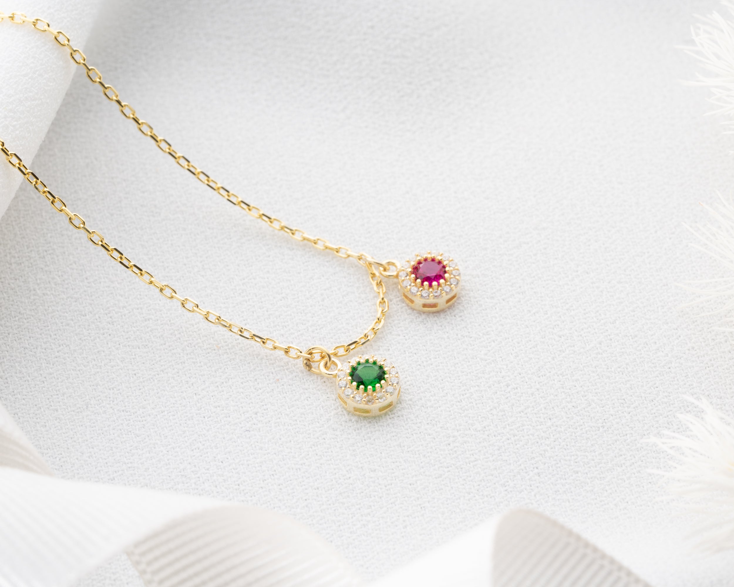 Custom Round Family Birthstone Necklace