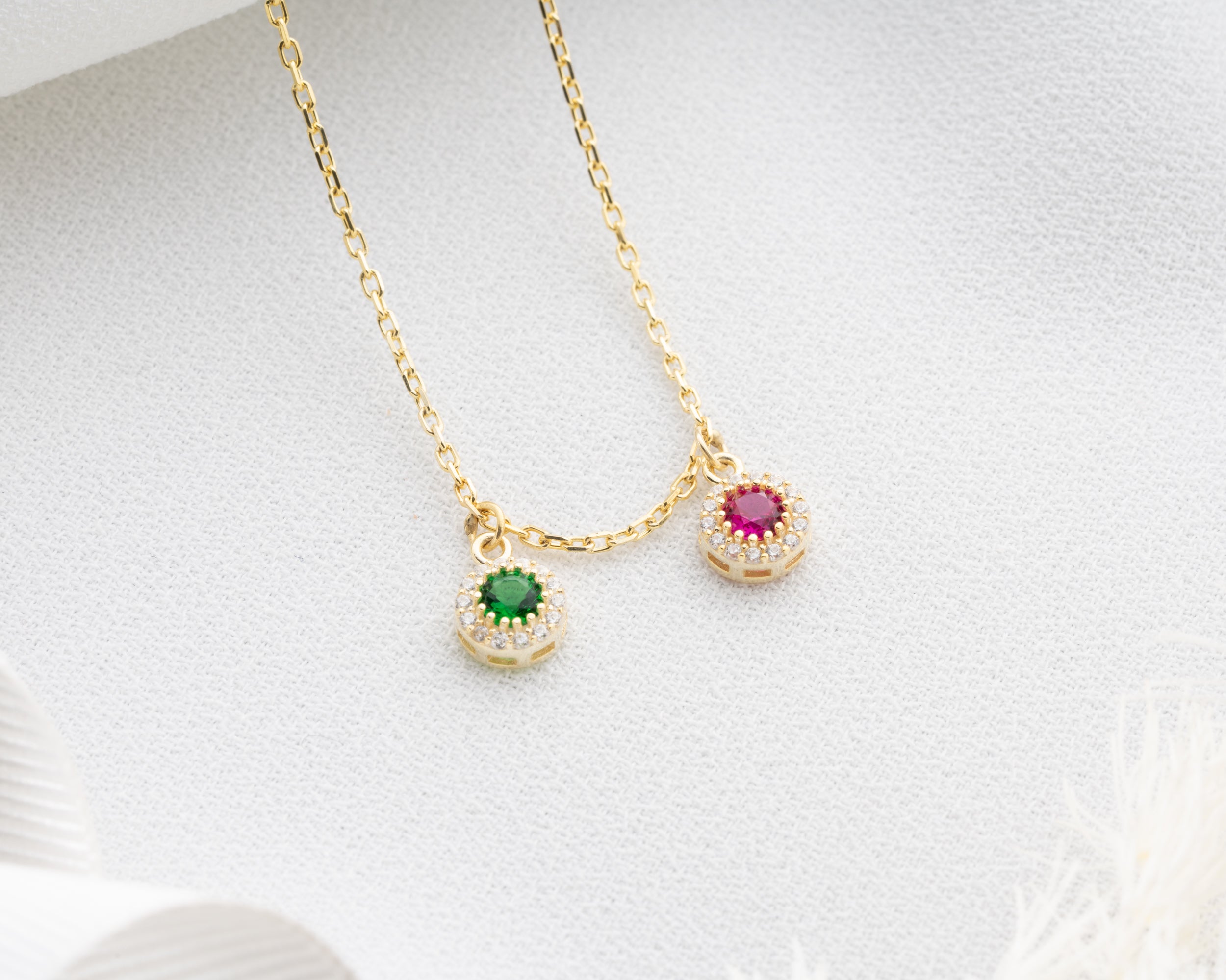Custom Round Family Birthstone Necklace
