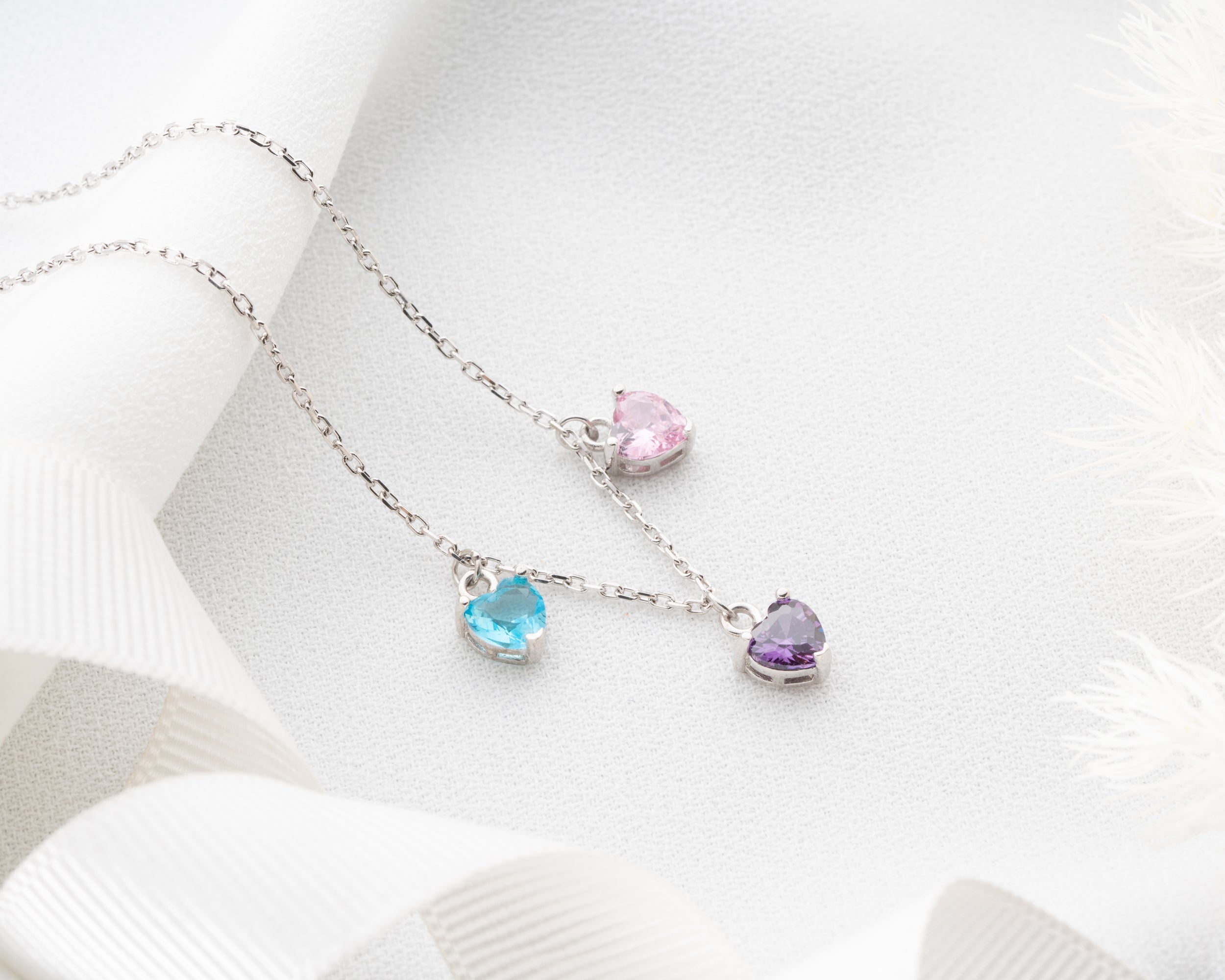 Custom Heart Birthstone Pendant Necklace