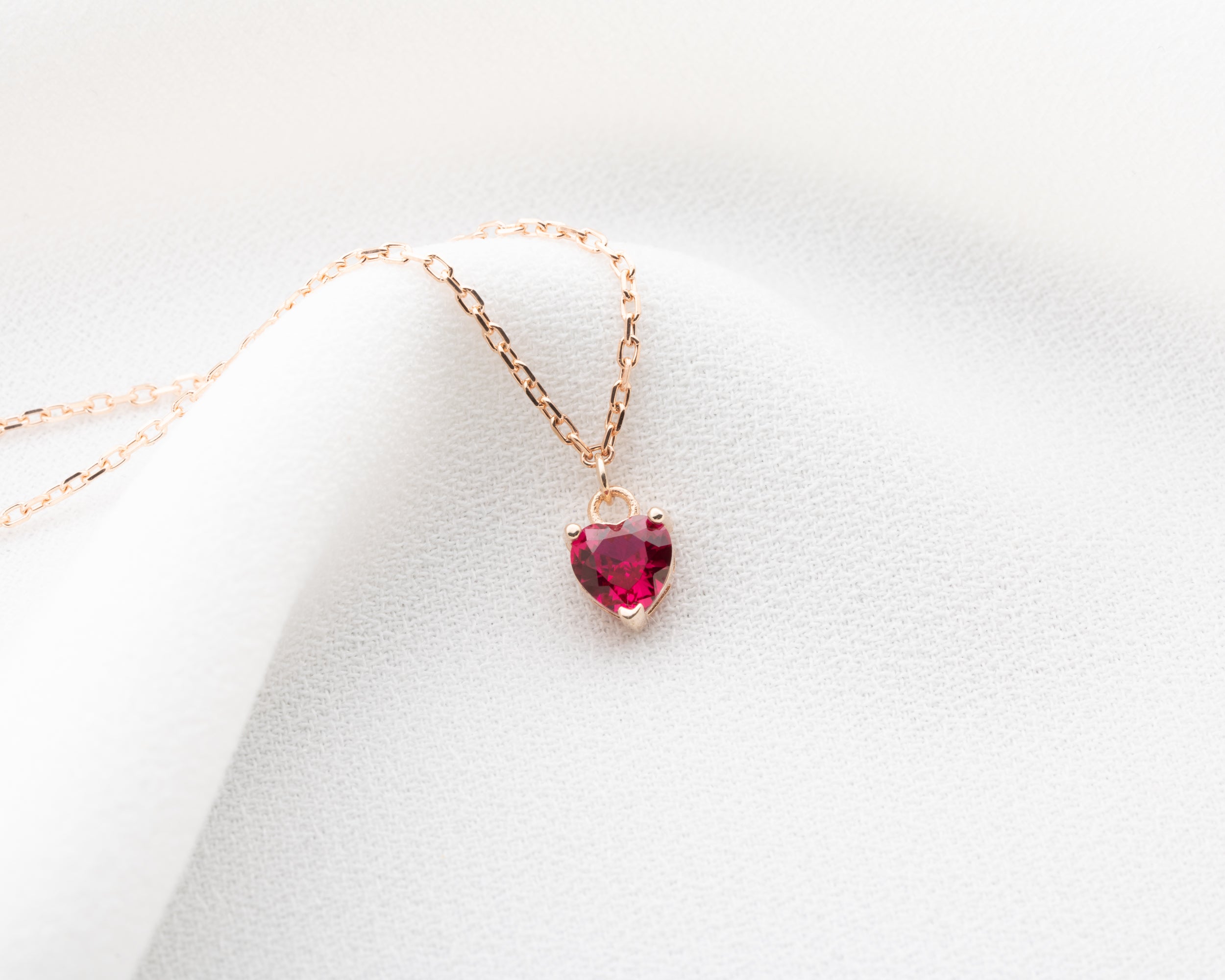 Custom Heart Birthstone Pendant Necklace