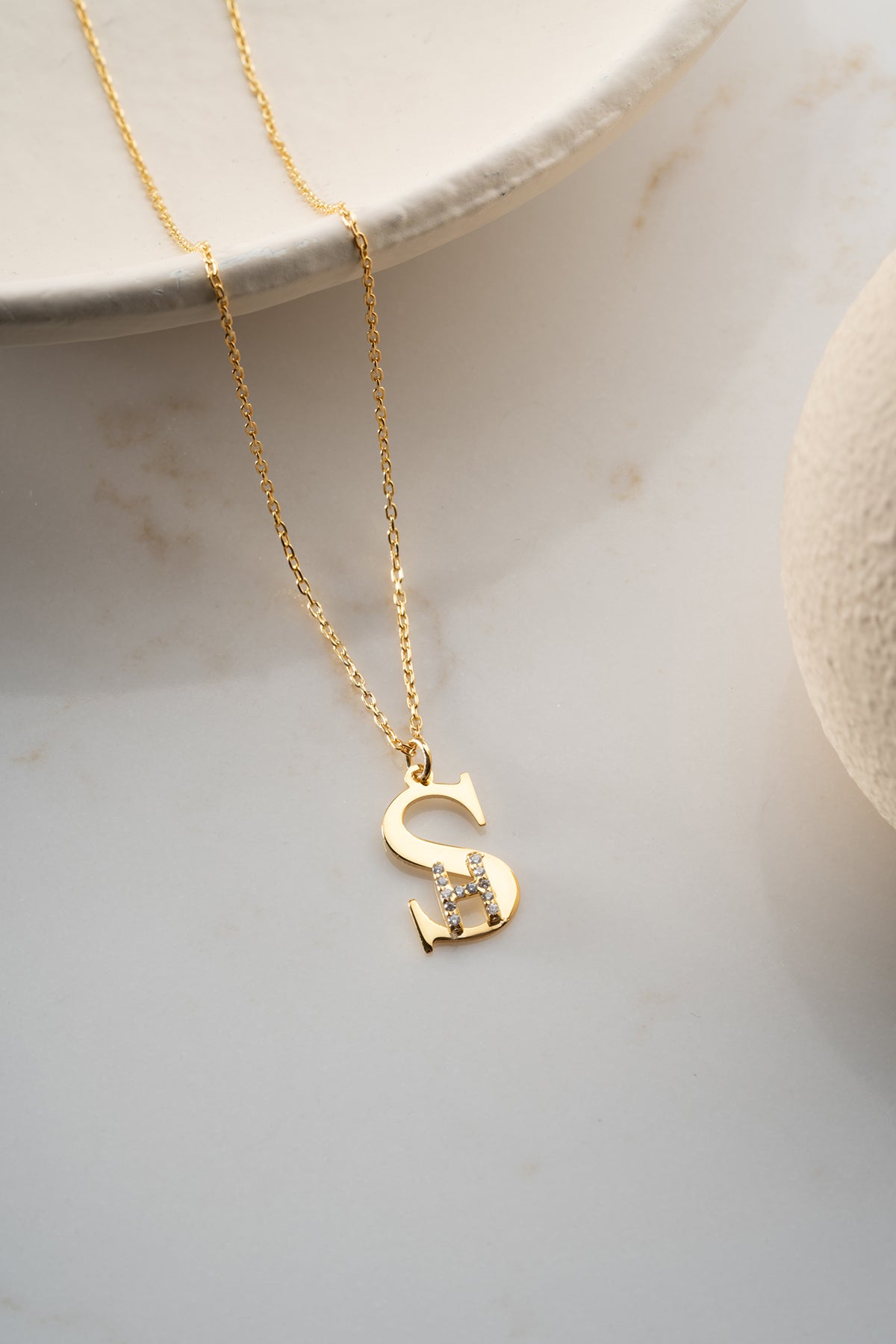 Custom Two Initial Pave Necklace