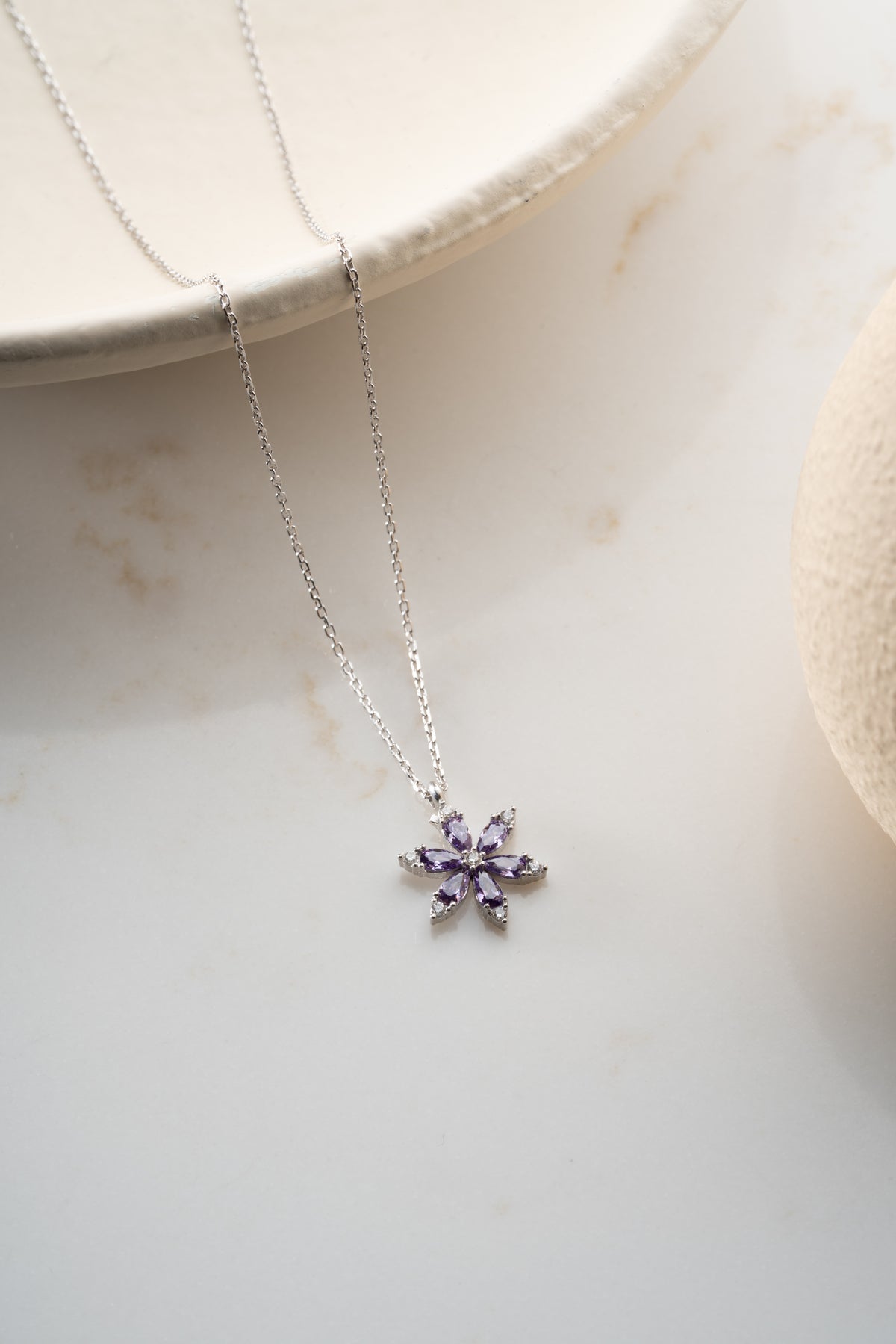 Amethyst Flower Pendant Necklace