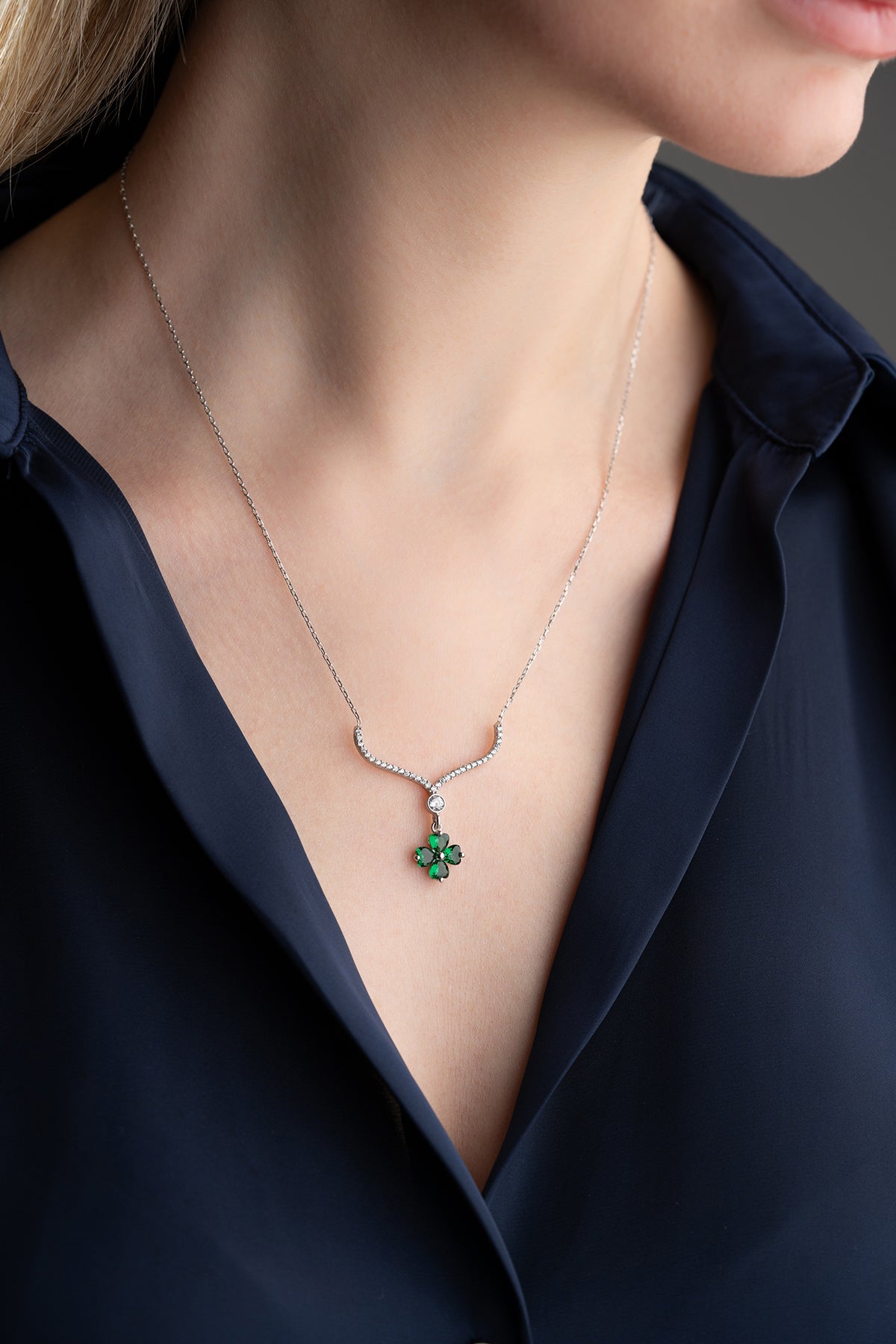 Emerald Four Leaf Clover Necklace