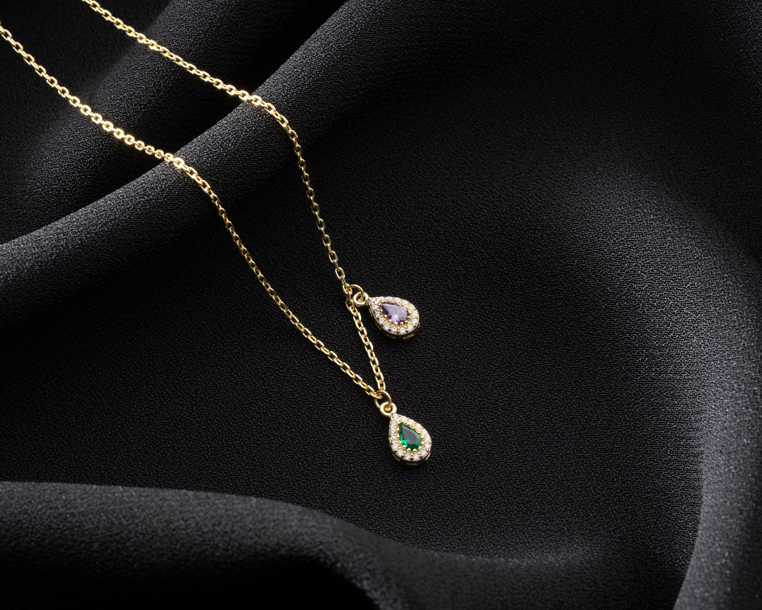 Custom Family Birthstone Teardrop Necklace