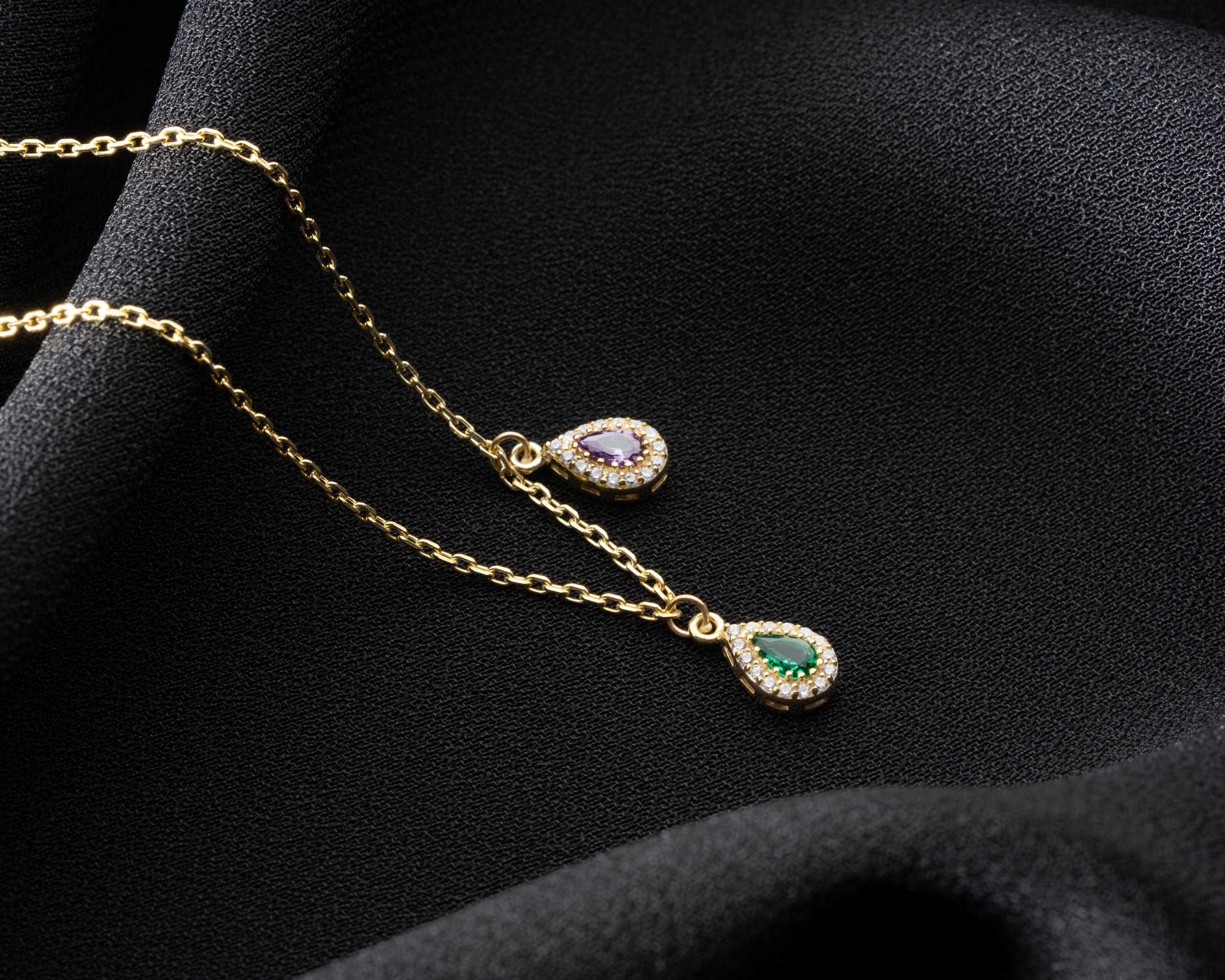 Custom Family Birthstone Teardrop Necklace