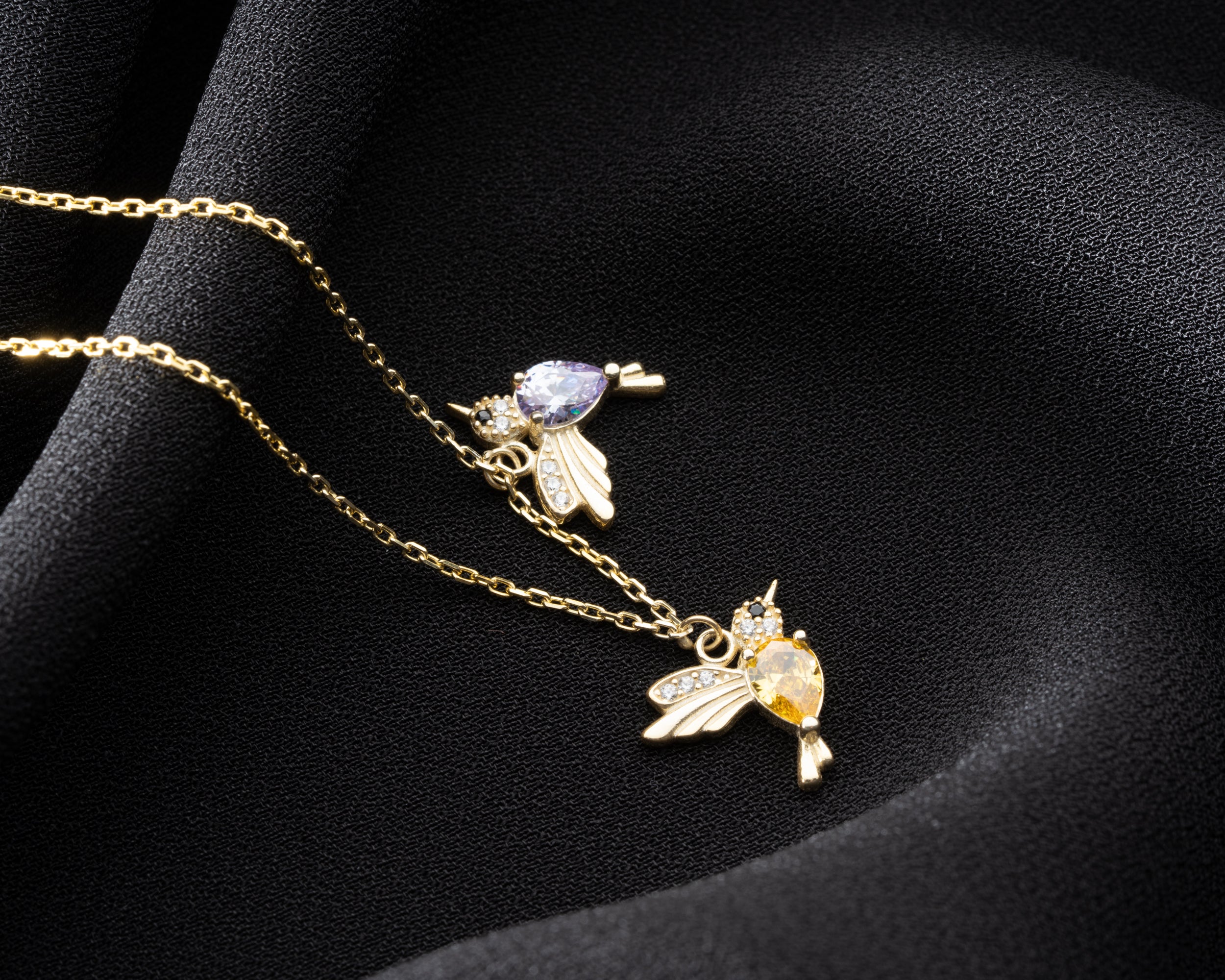 Custom Family Hummingbird Birthstone Necklace