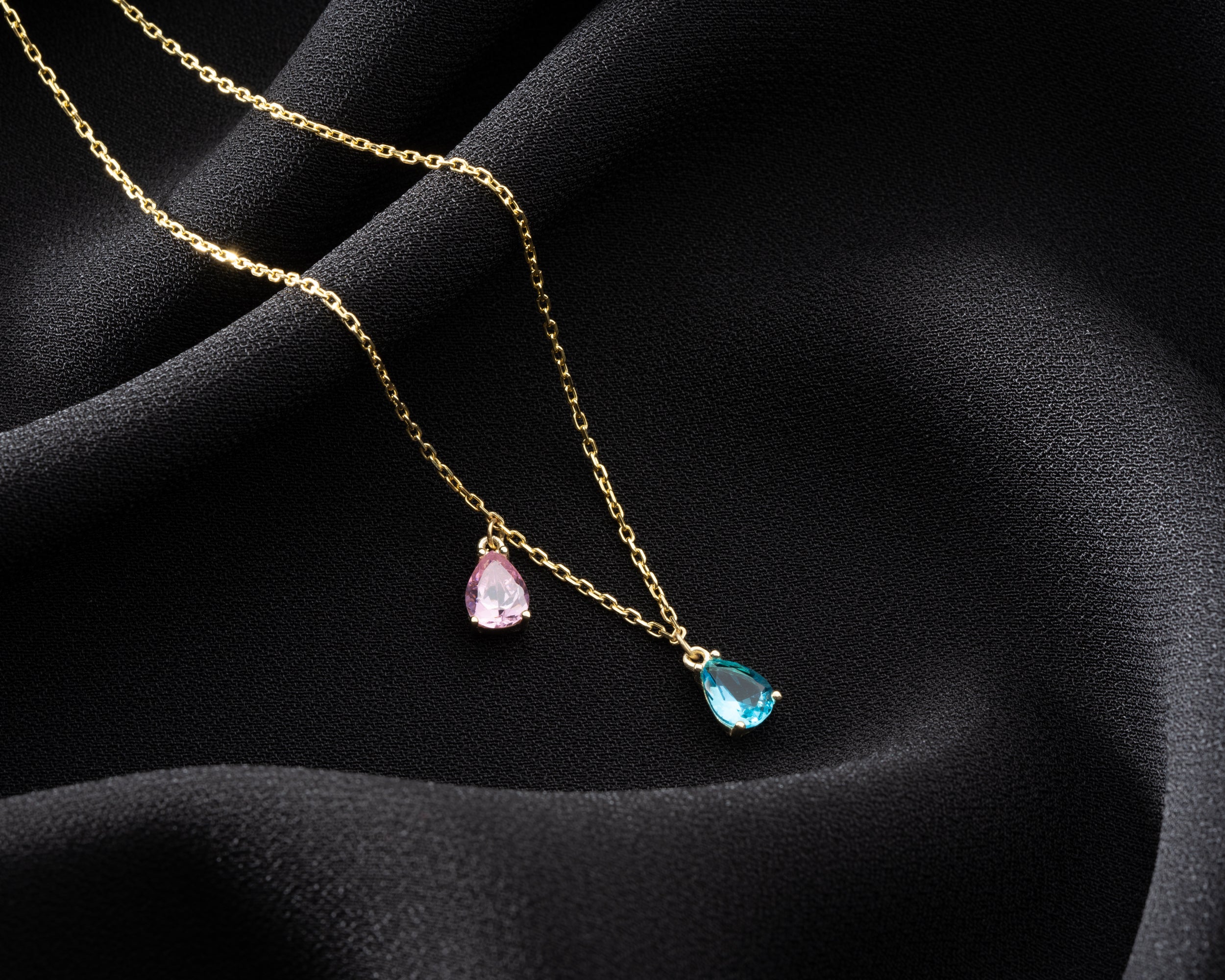 Custom Family Birthstone Dangle Necklace