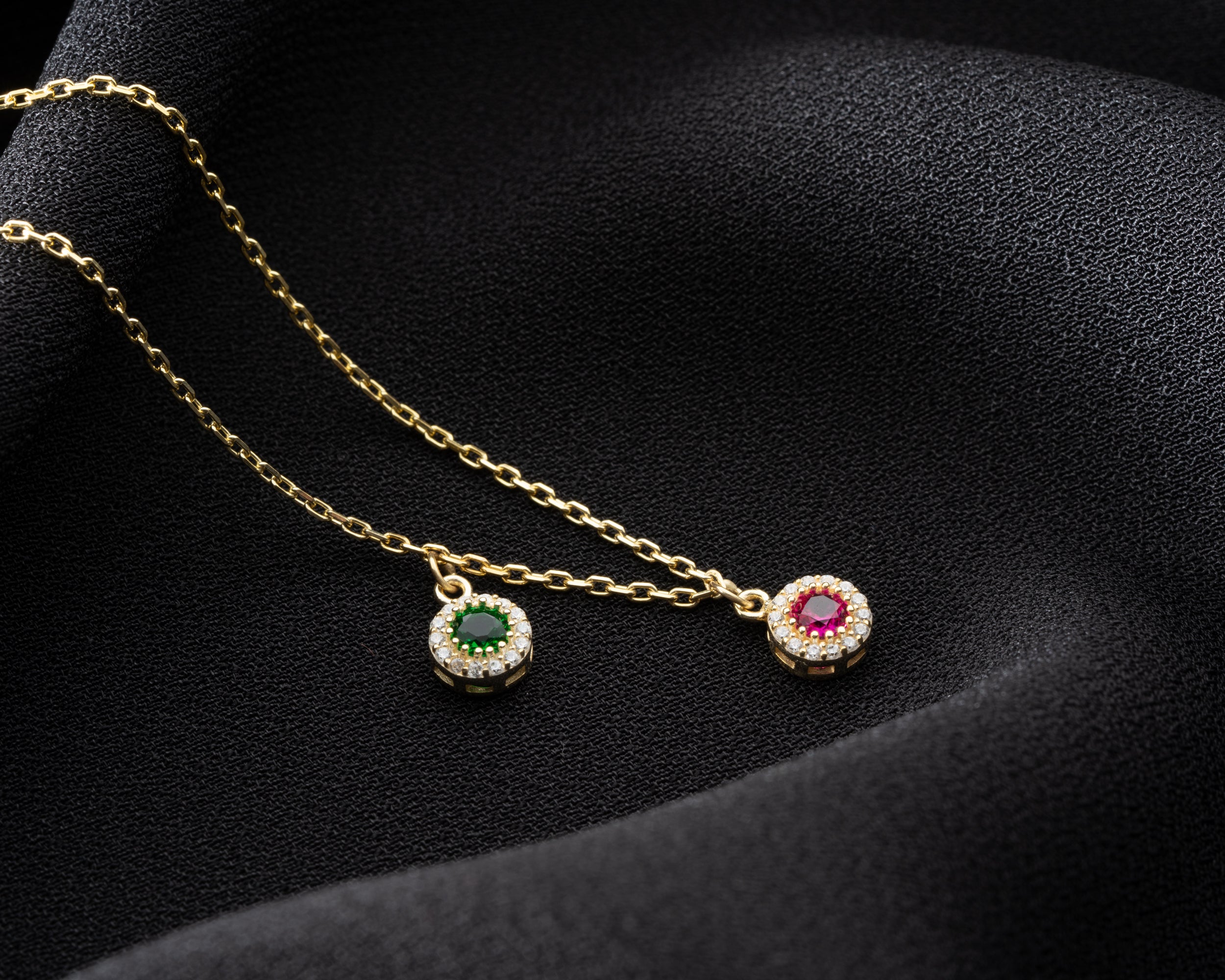 Custom Round Family Birthstone Necklace