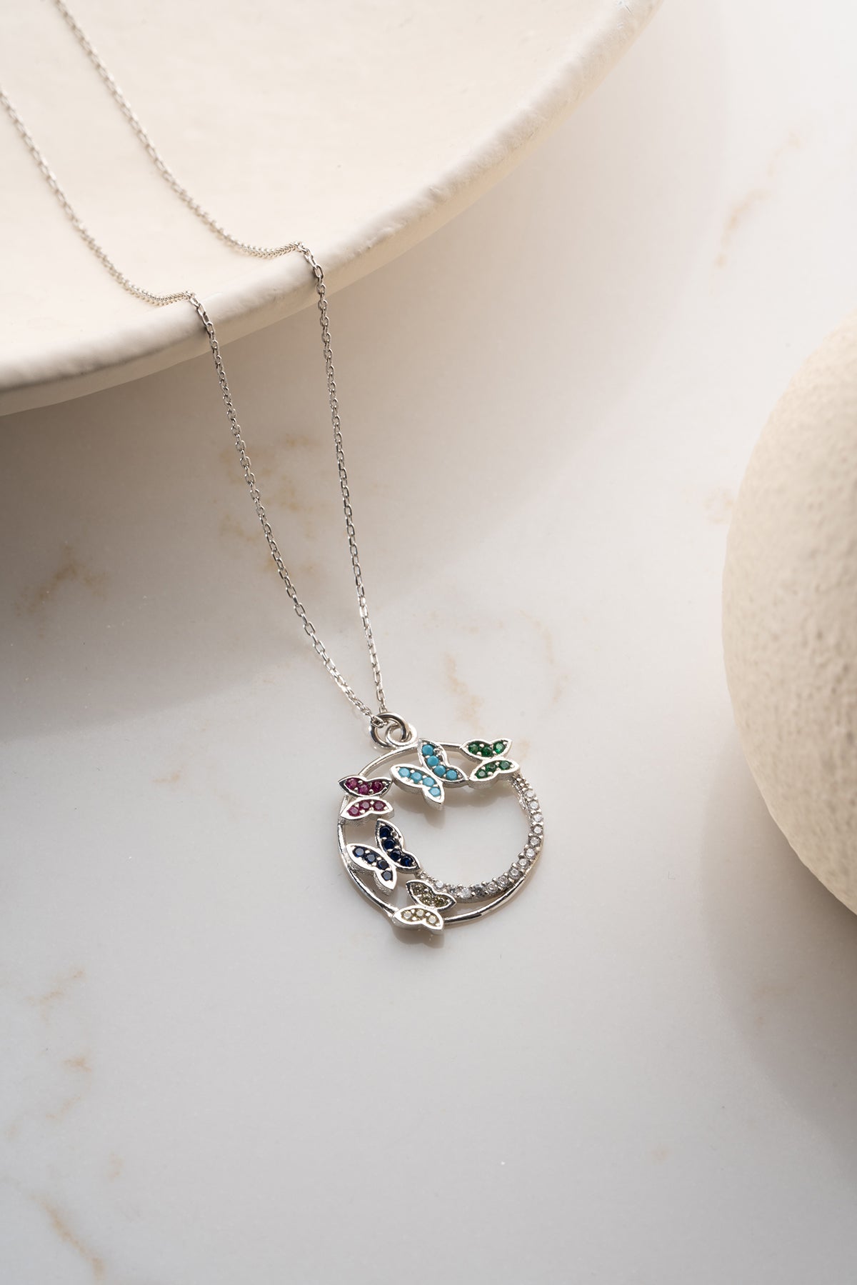 Butterfly Wreath Pendant Necklace