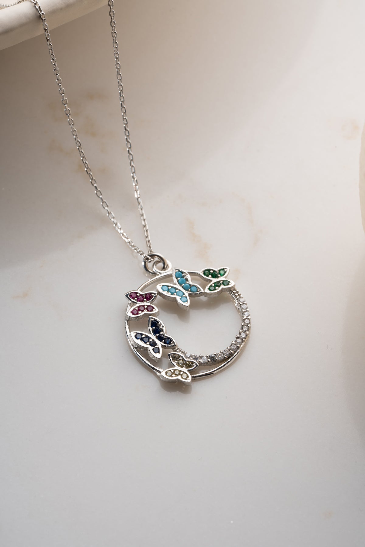 Butterfly Wreath Pendant Necklace