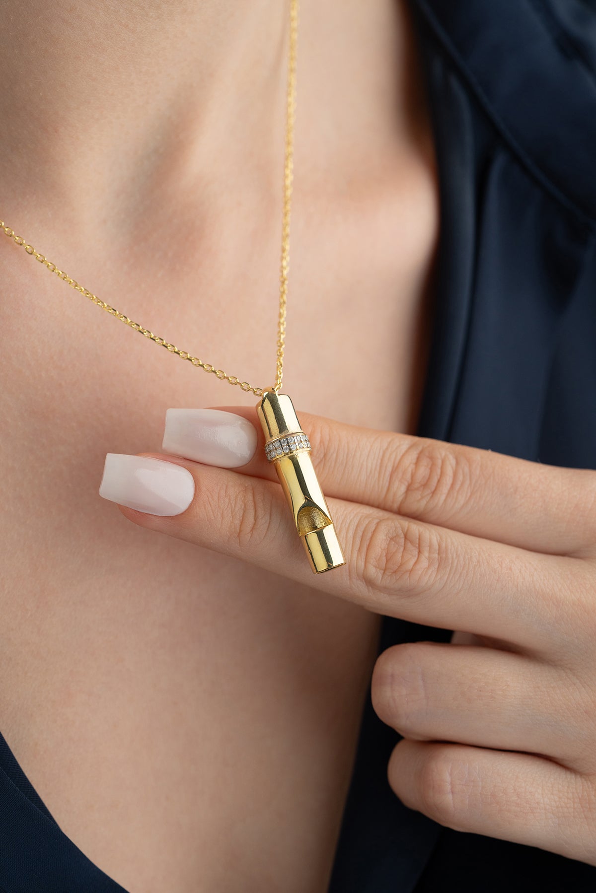 Gold Whistle Charm Necklace