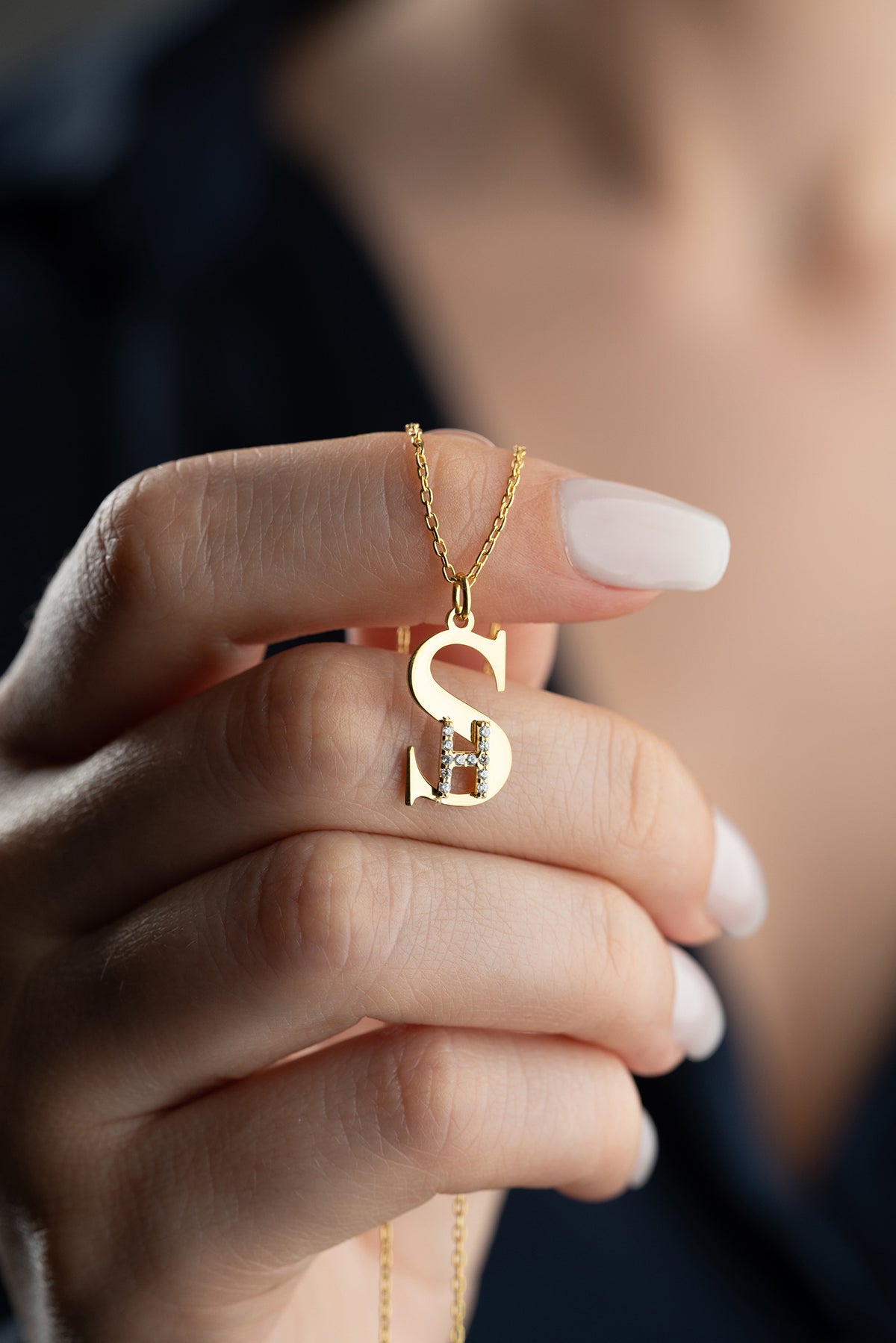 Custom Two Initial Pave Necklace