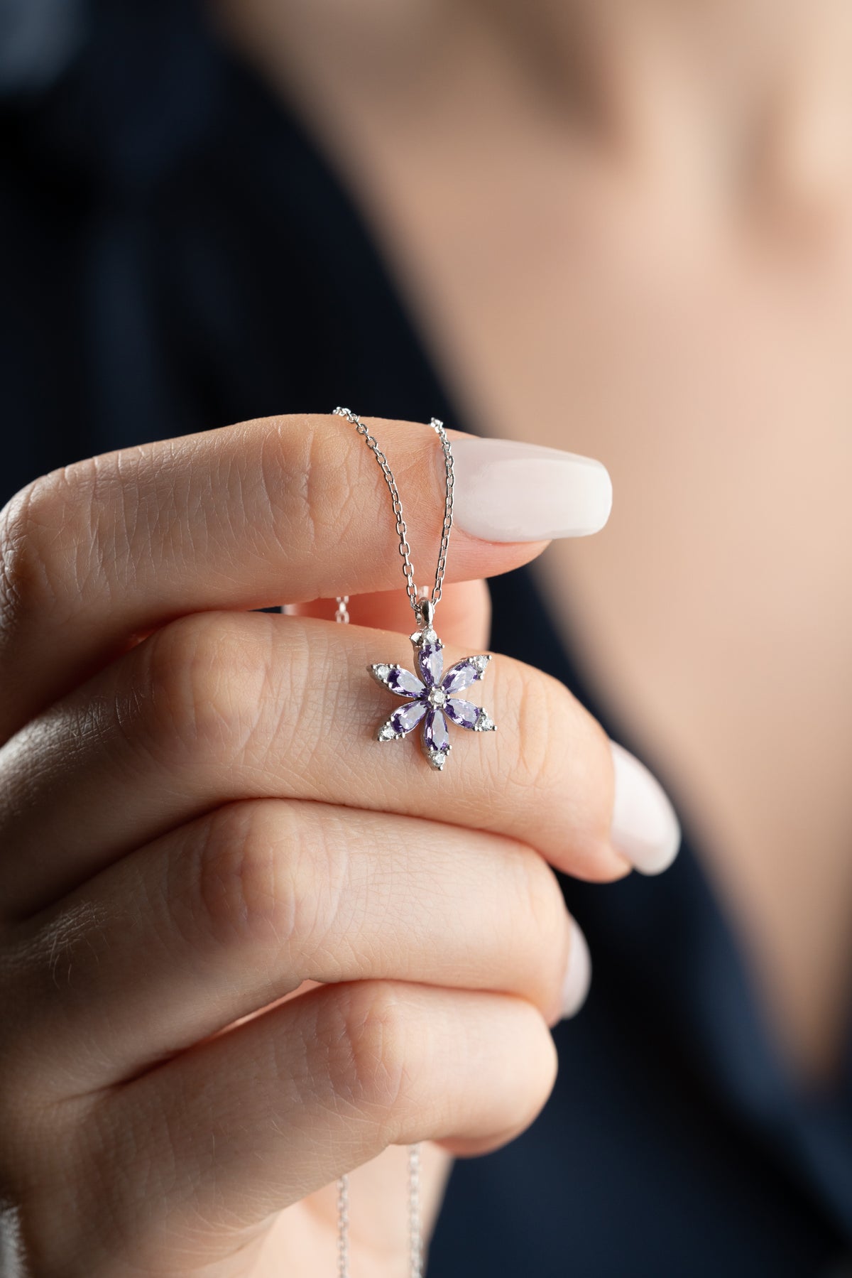 Amethyst Flower Pendant Necklace